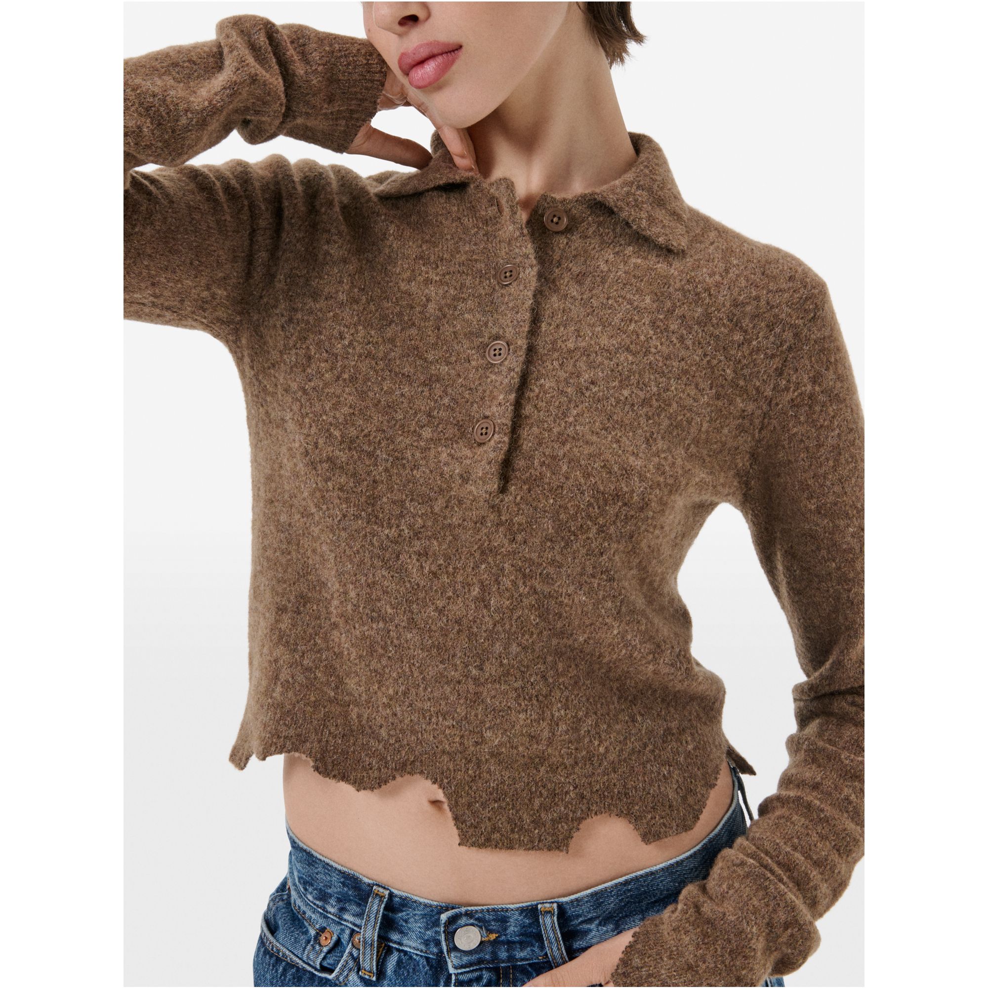 Polo plain knit alpaca