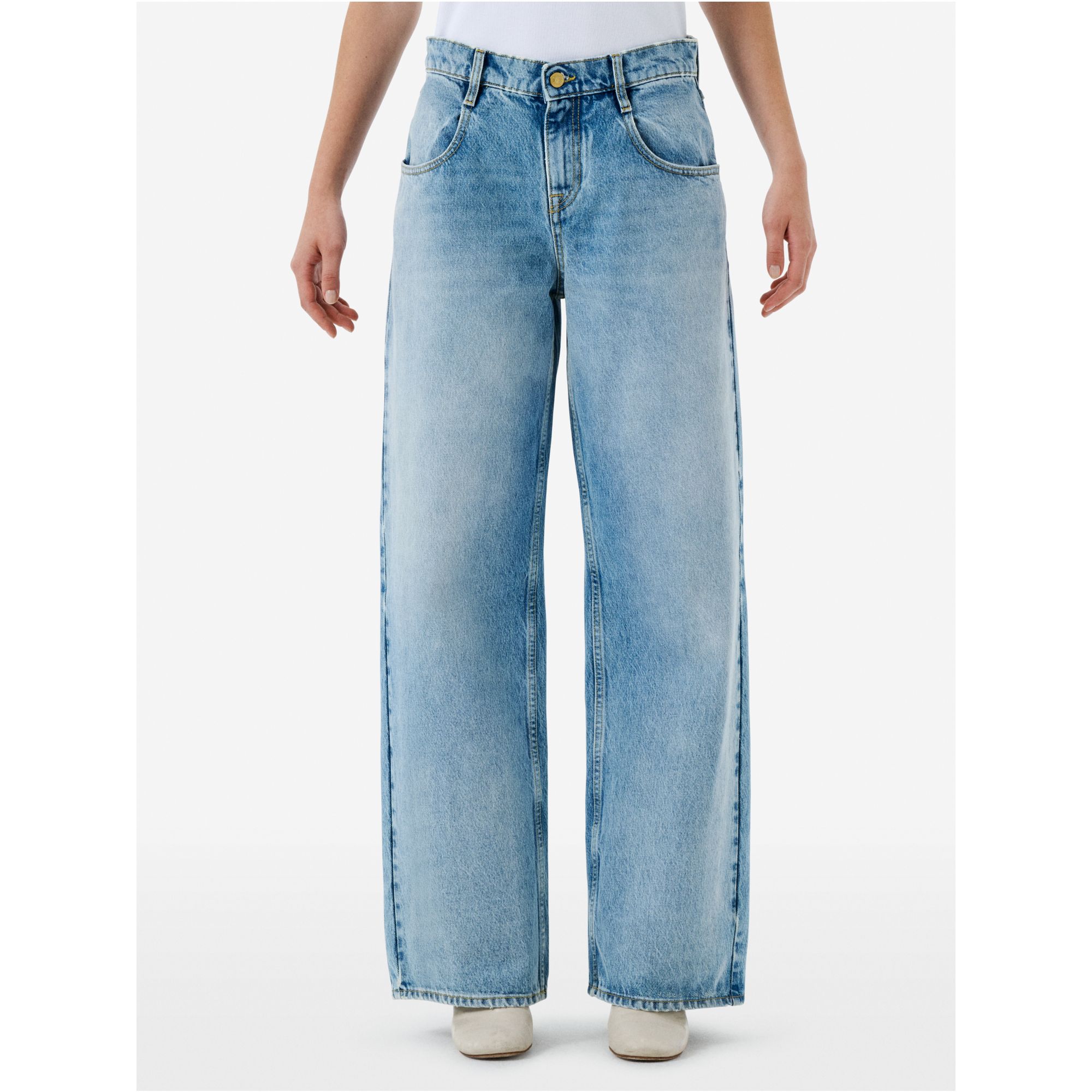 Aida low super fitted low waist volume leg light bleach broken edge