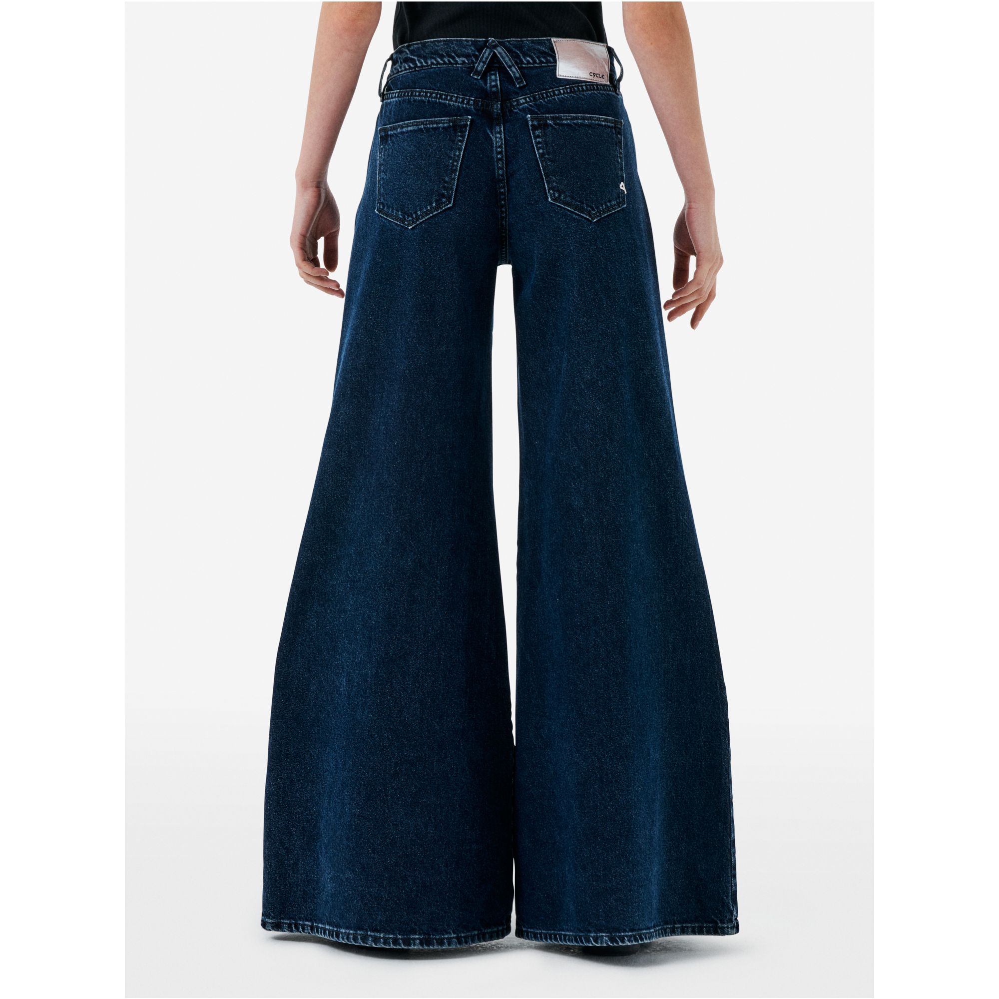 Asia mid rise wide leg flared eco enzyme stone wash