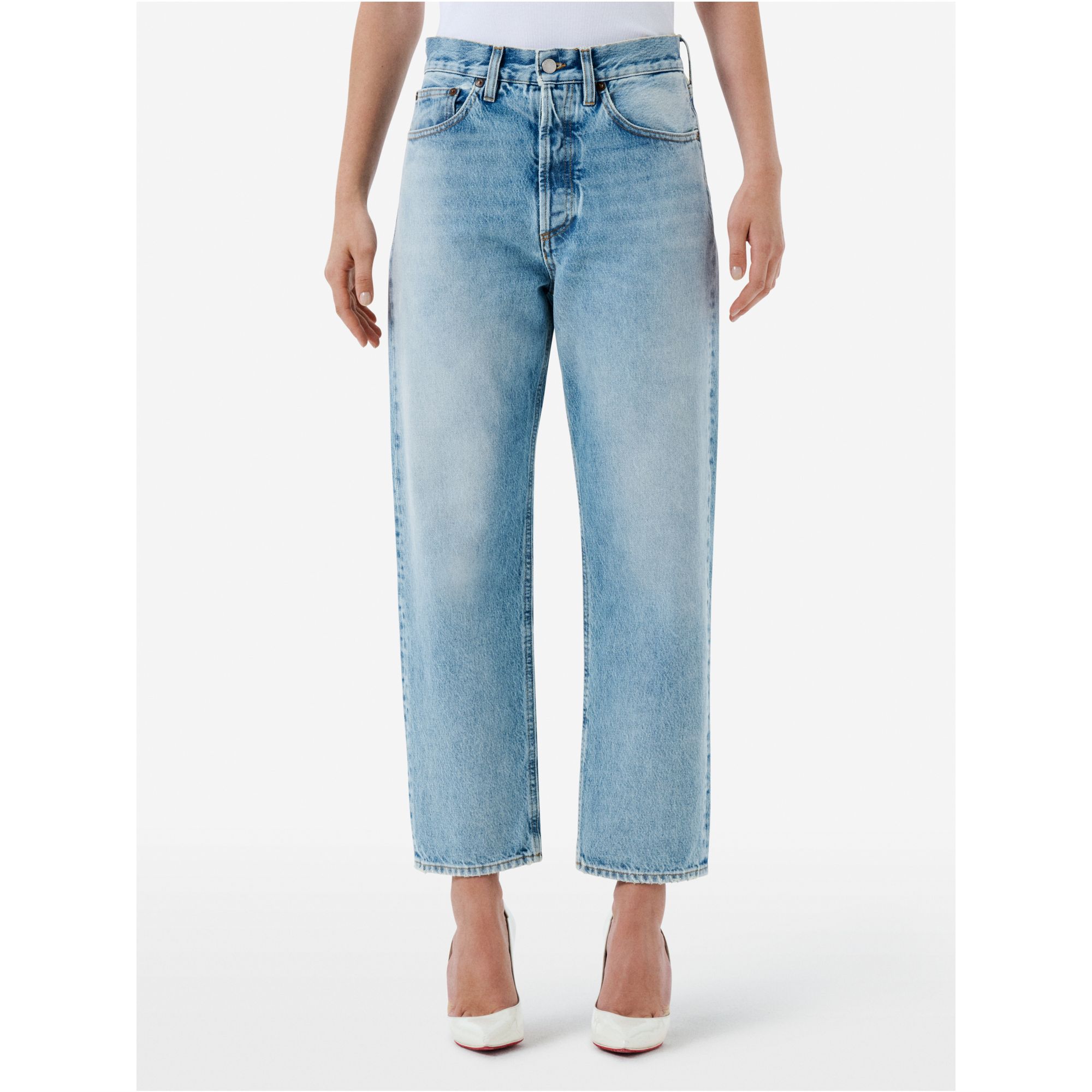 Bella '90s fit mid rise straight light bleach broken edge