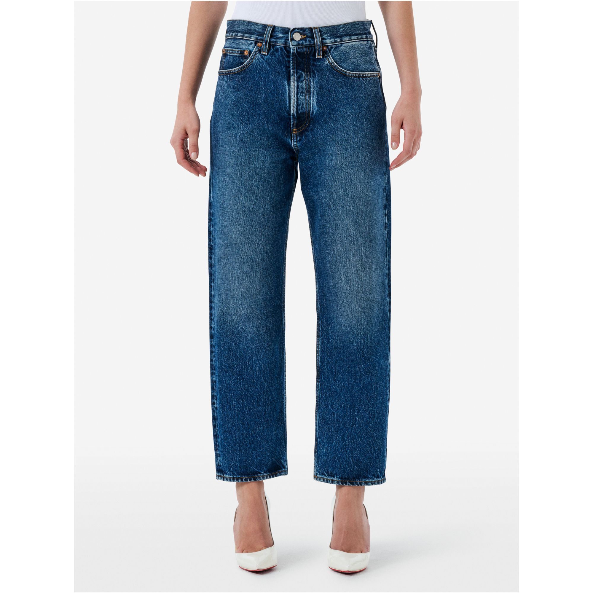 Bella '90s fit mid rise straight stone wash brushed