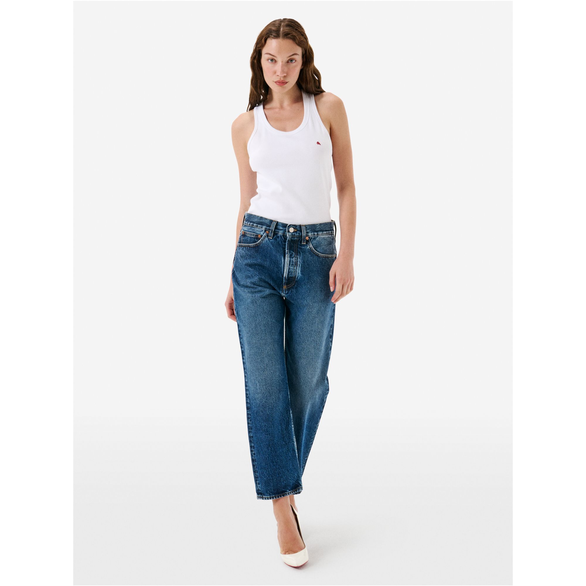 Bella '90s fit mid rise straight stone wash brushed