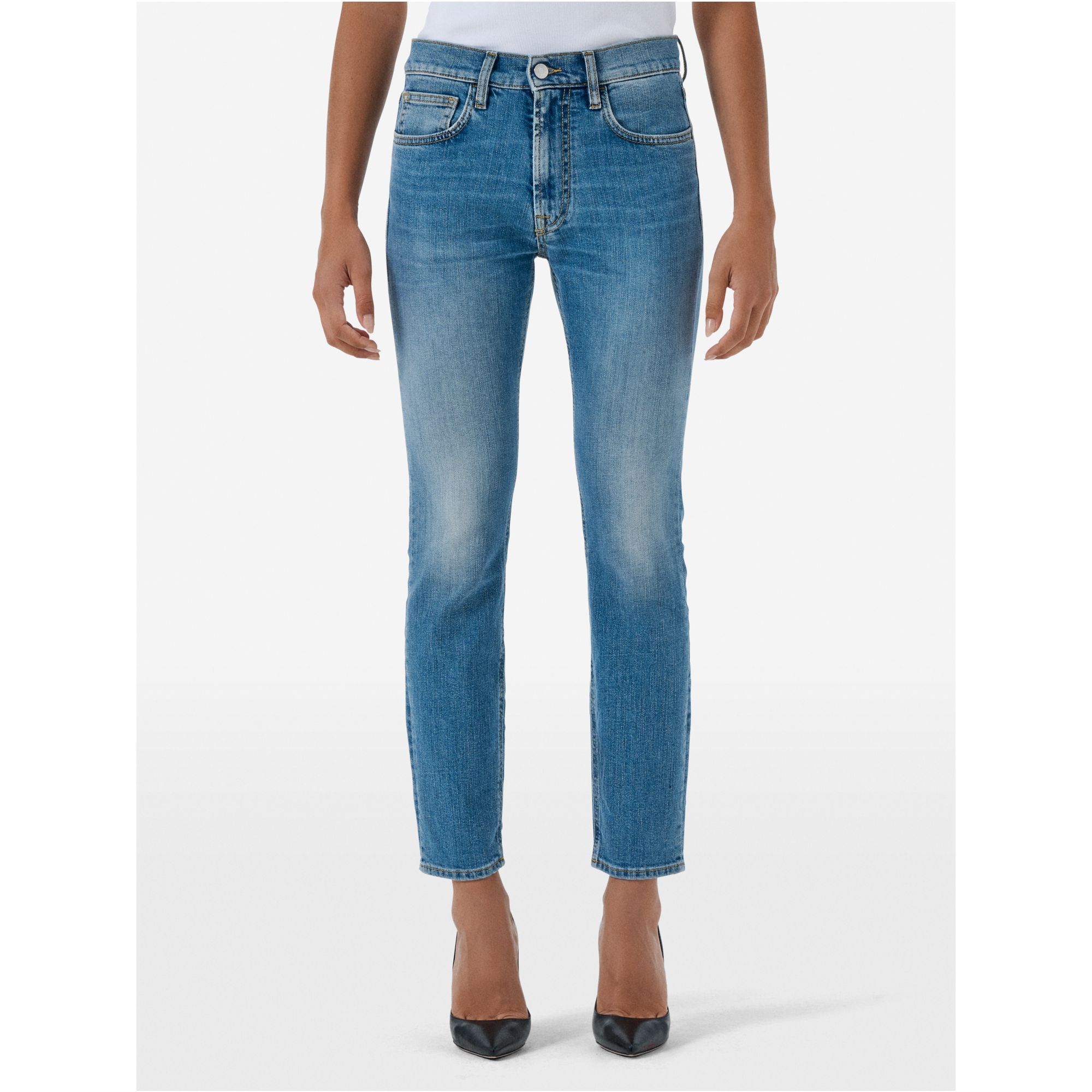 Body slim high rise mid tone natural vintage
