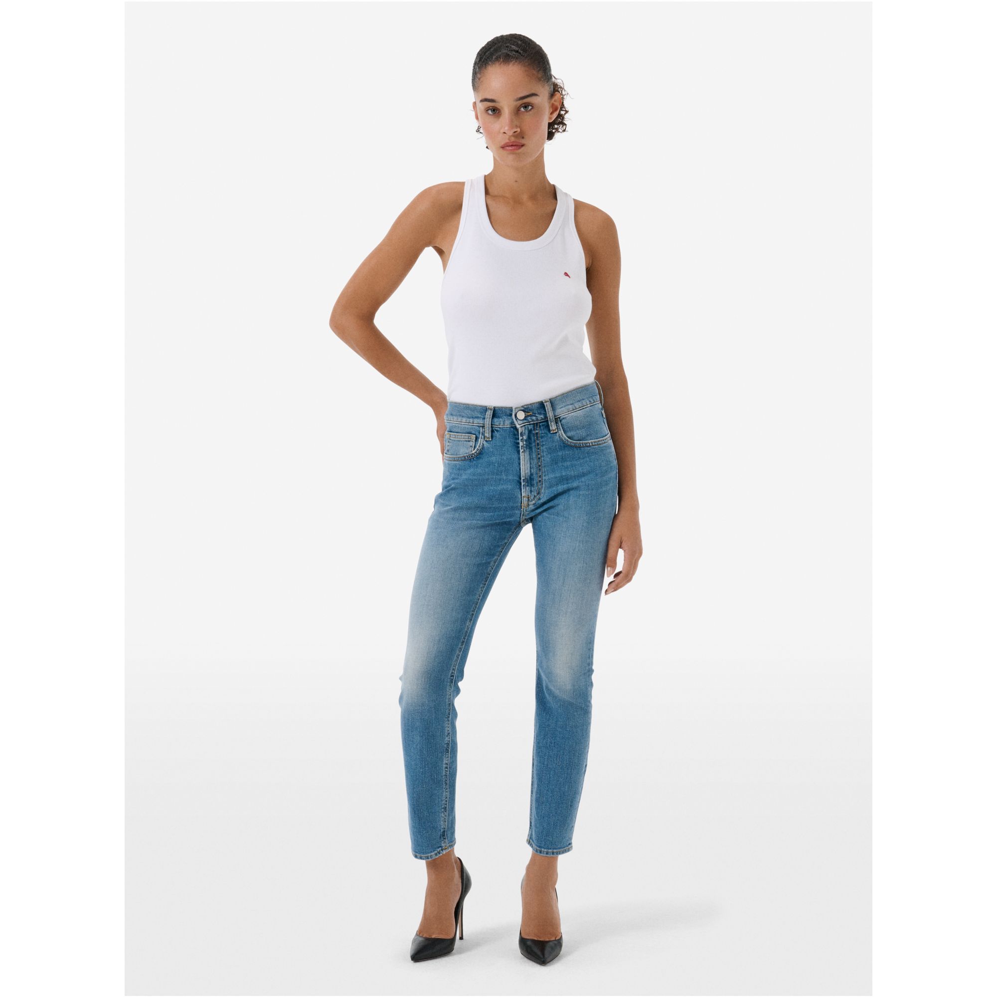 Body slim high rise mid tone natural vintage