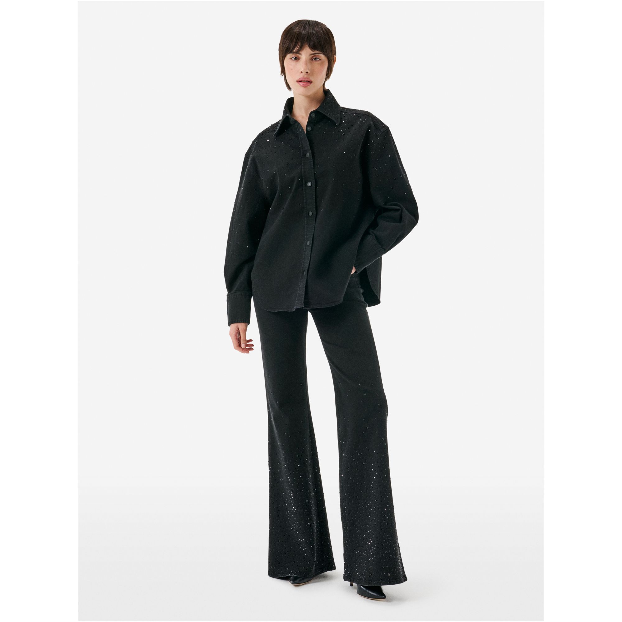 Flaire high rise flared with strass dégradé rinse wash