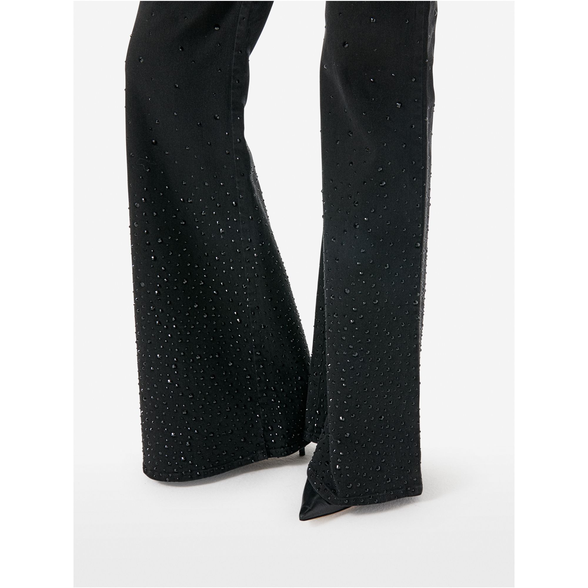 Flaire high rise flared with strass dégradé rinse wash