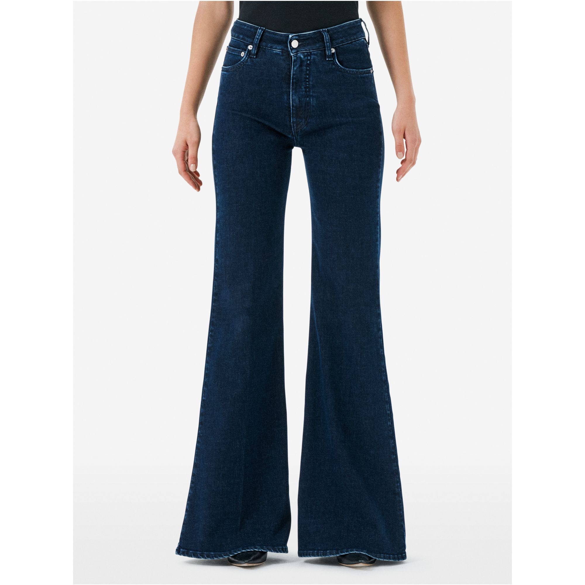 Flaire high rise flared eco enzyme stone wash