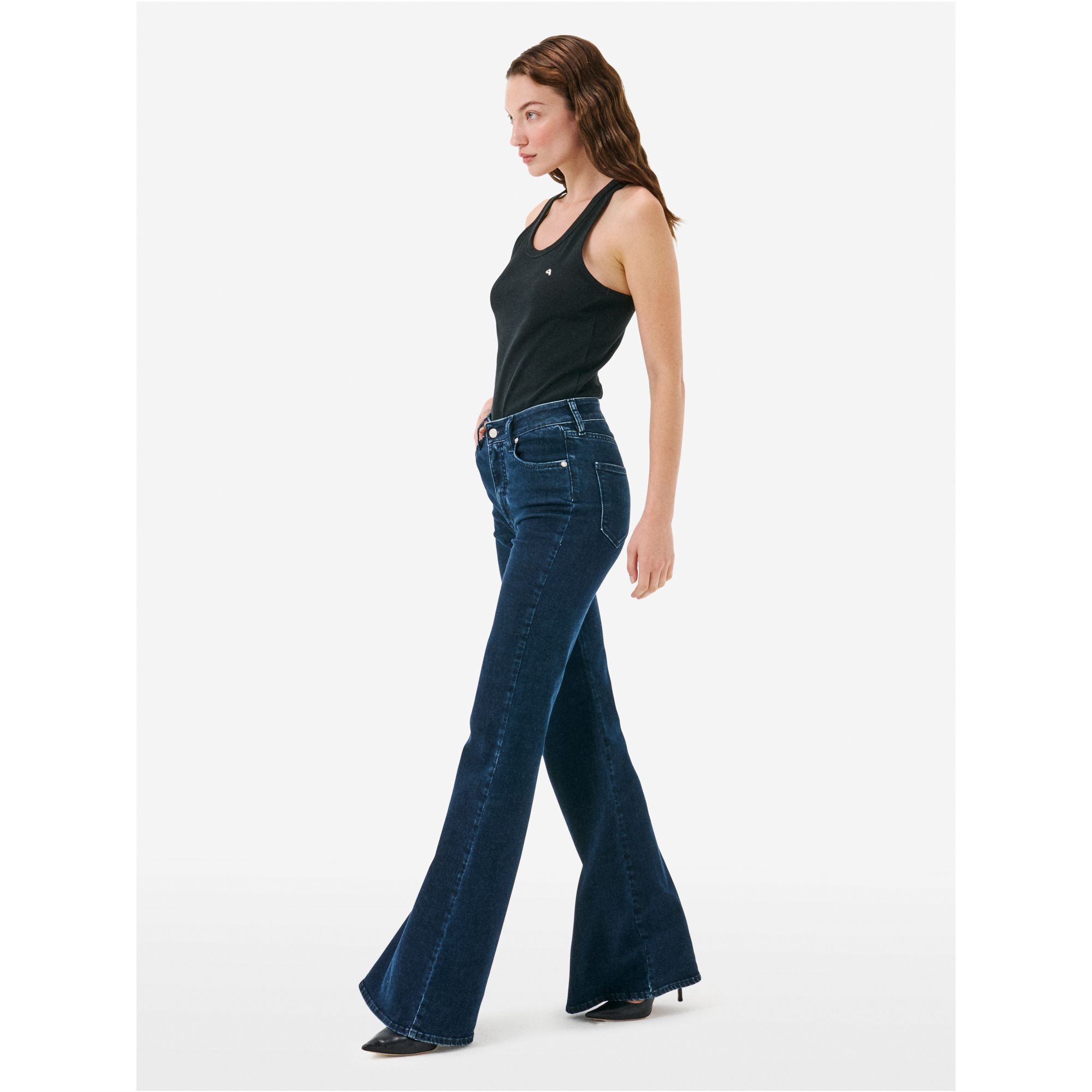 Flaire high rise flared eco enzyme stone wash