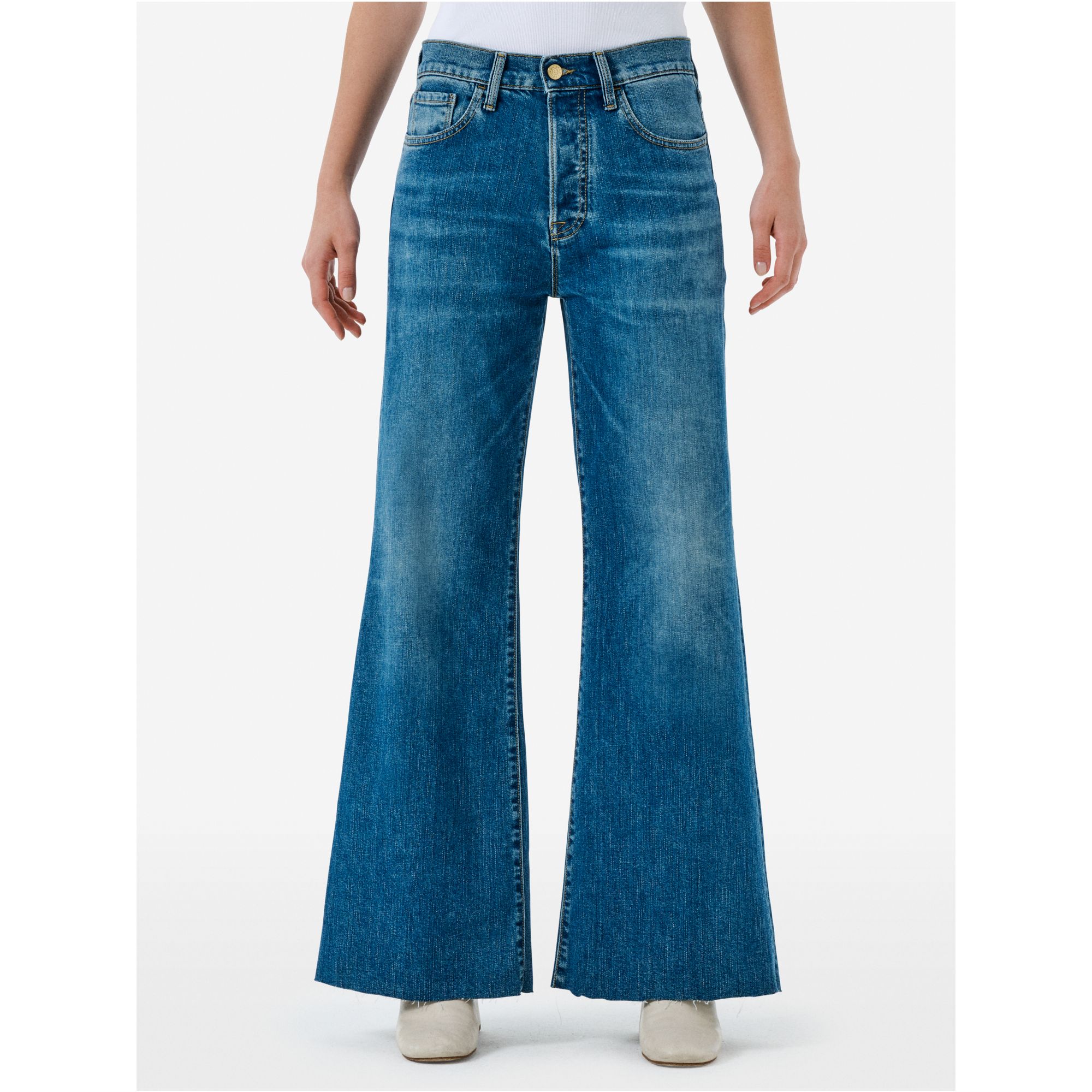 Luna mid rise flared medium vintage destroyed edge