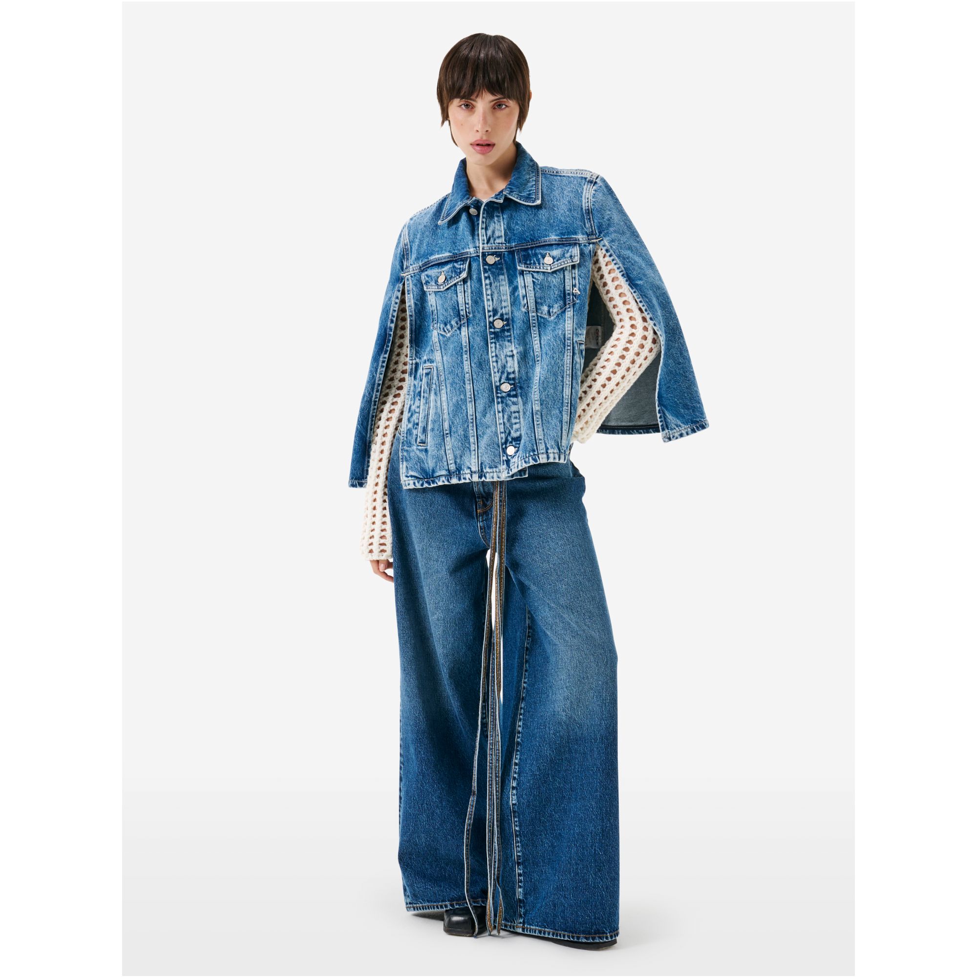 Big low super wide leg low waist stone wash brushed