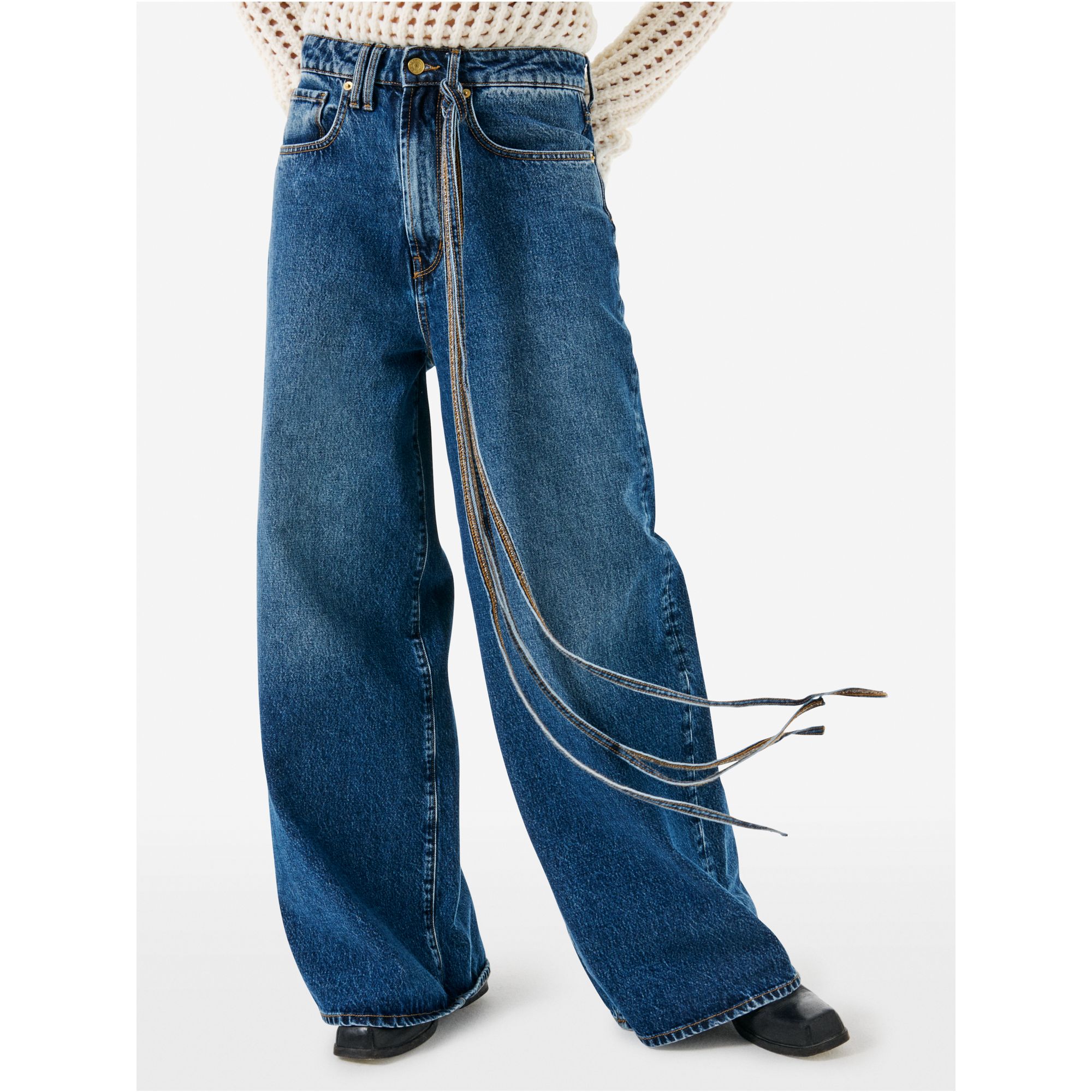 Big low super wide leg low waist stone wash brushed