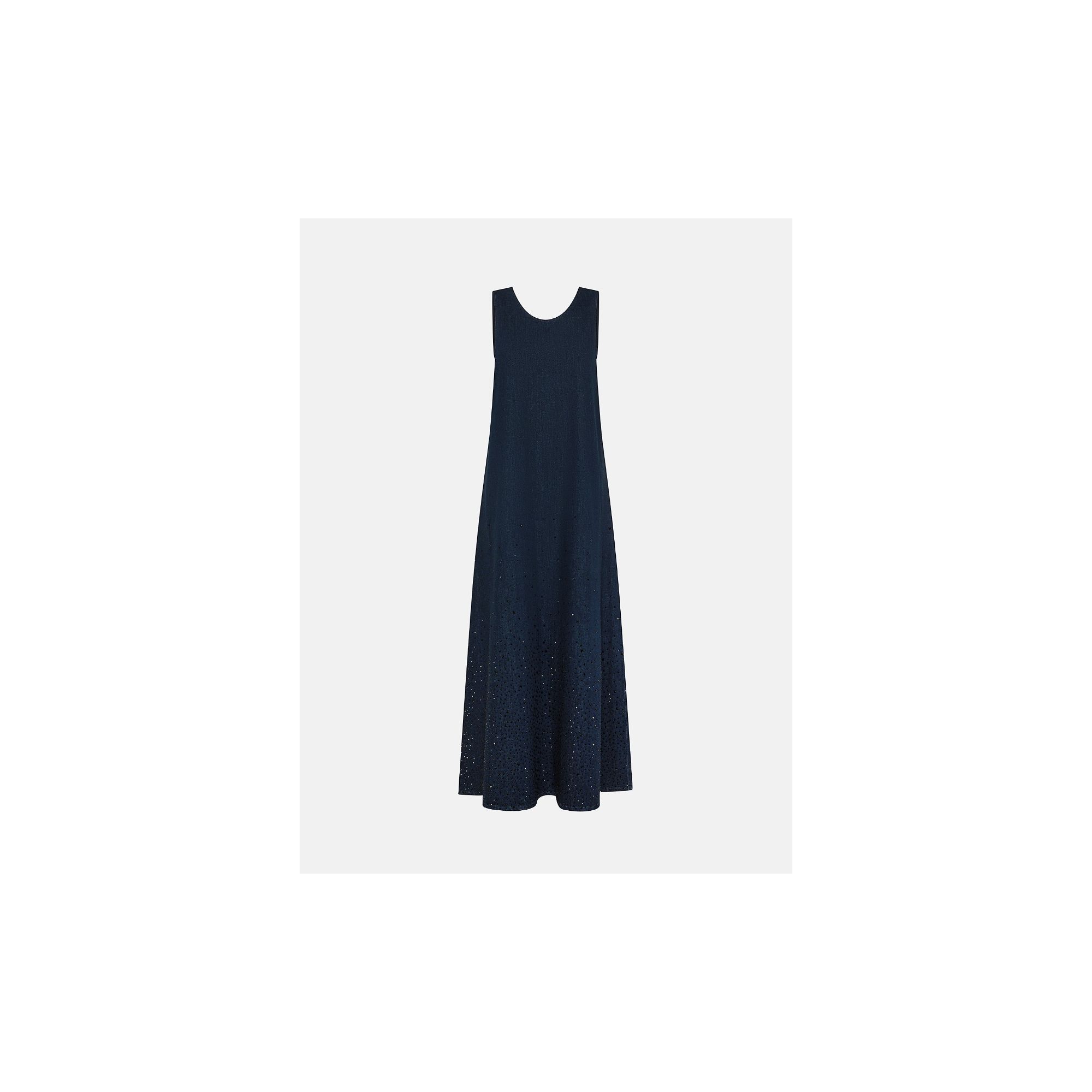 Iris long dress sleeveless with strass dégradé rinse wash