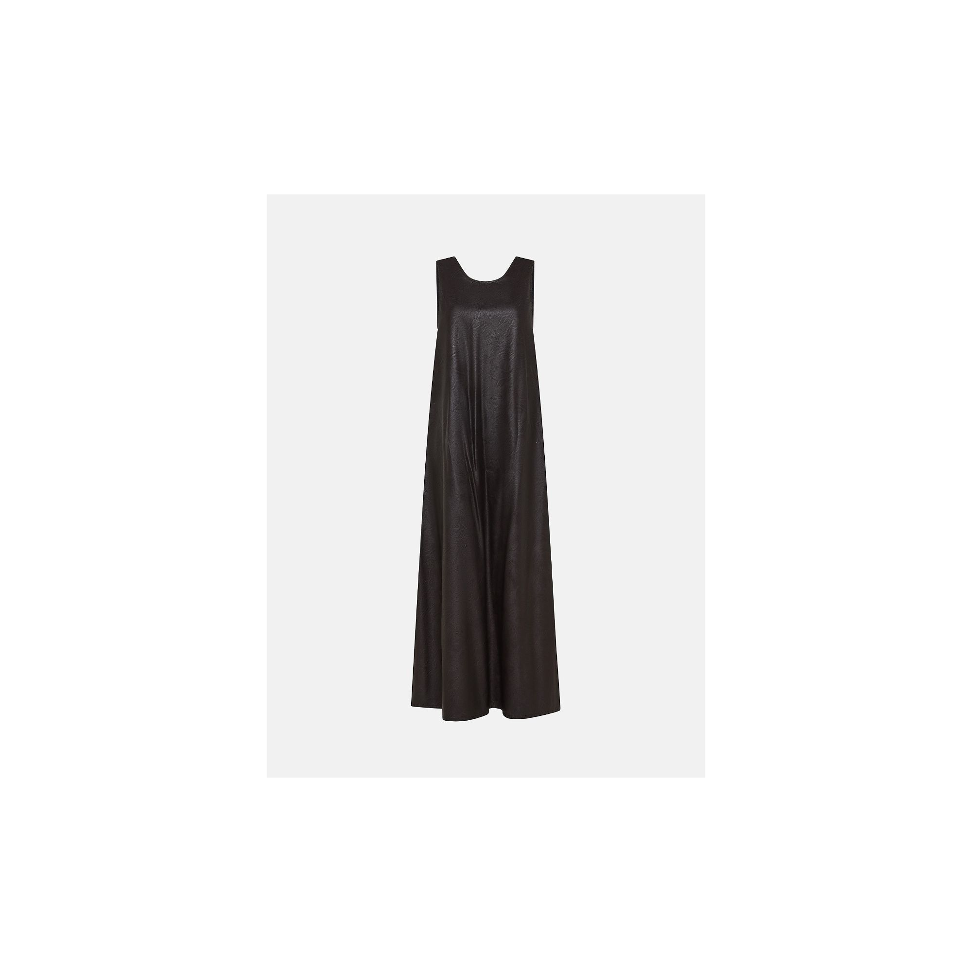 Iris long dress eco leather sleeveless rinse wash
