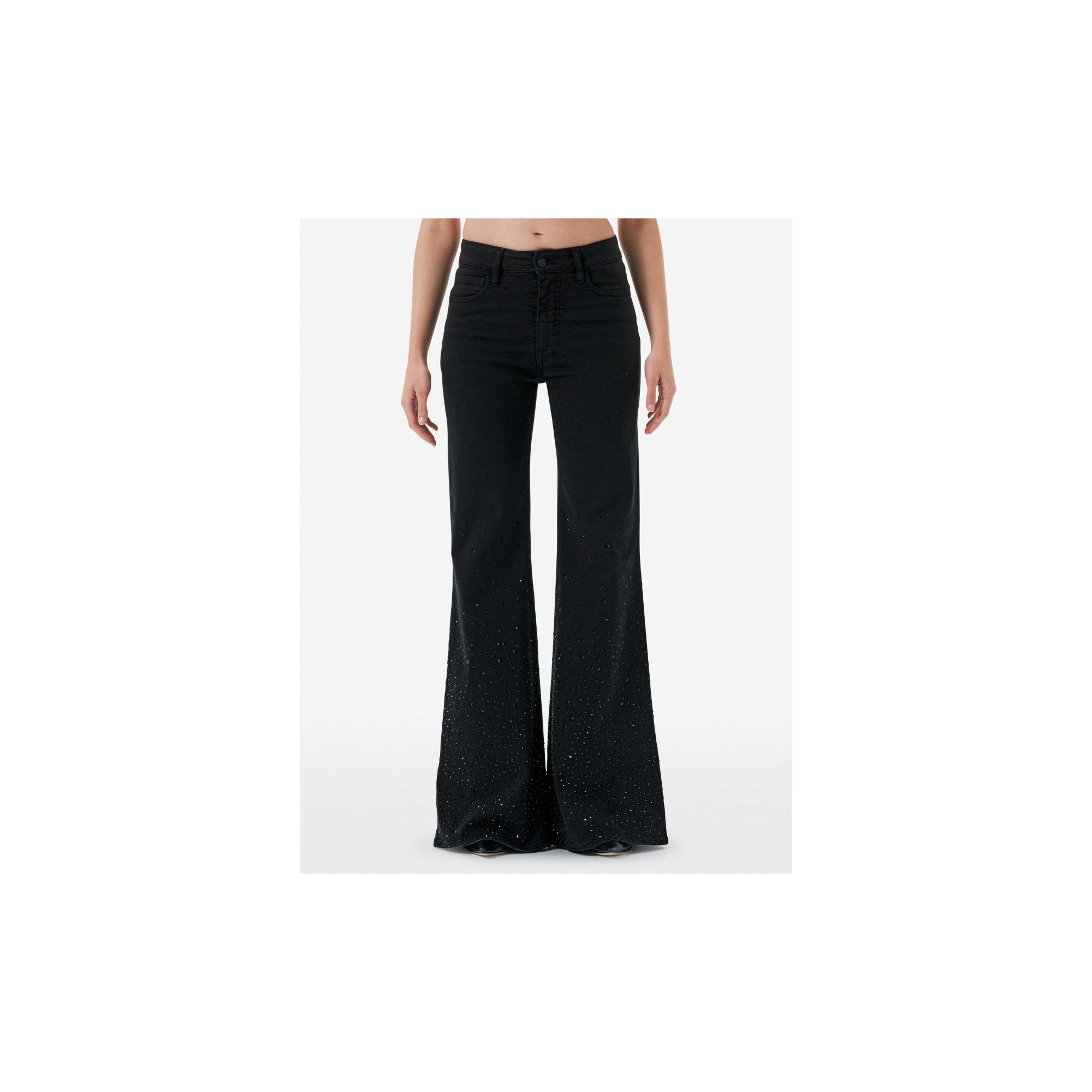 Flaire high rise flared with strass dégradé rinse wash
