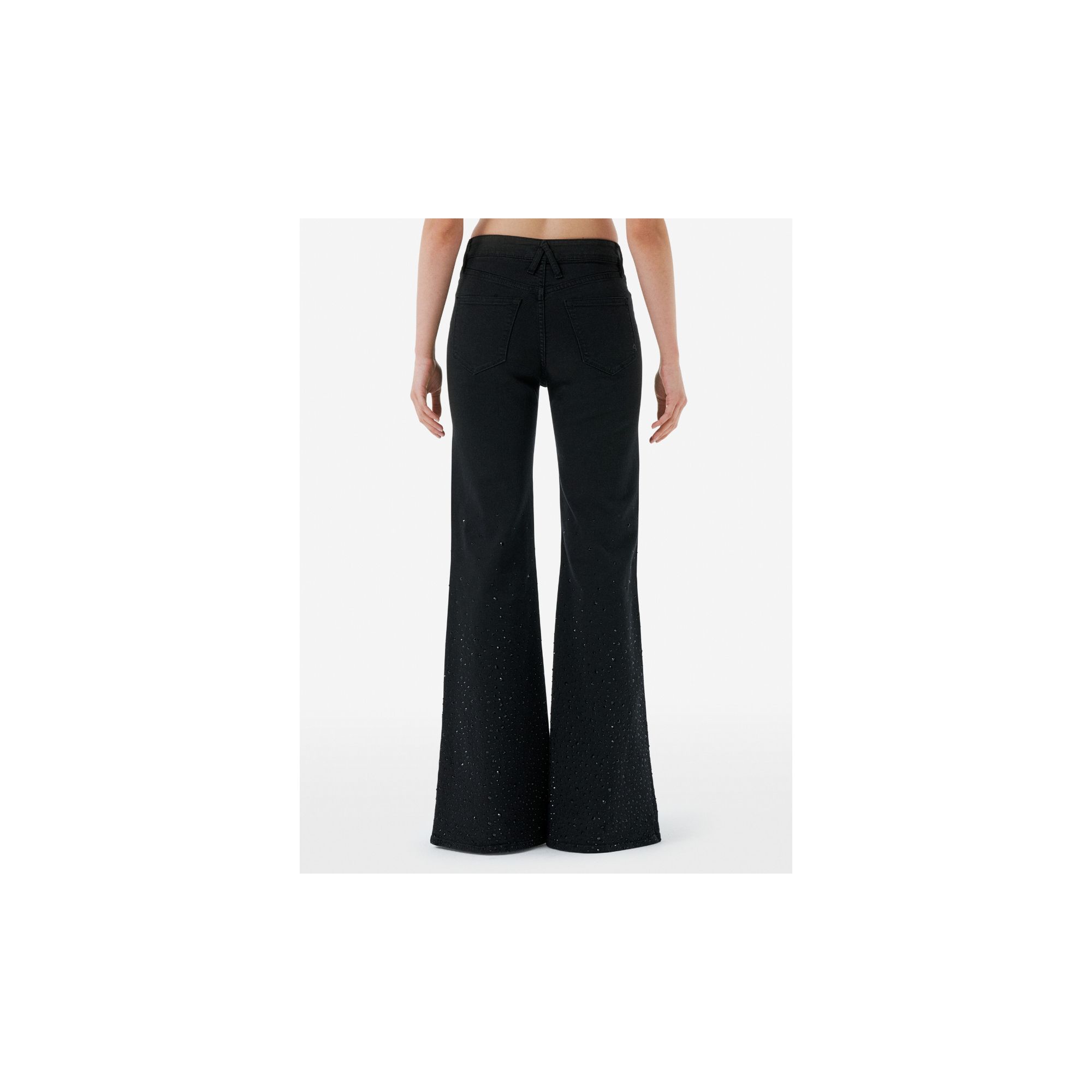 Flaire high rise flared with strass dégradé rinse wash