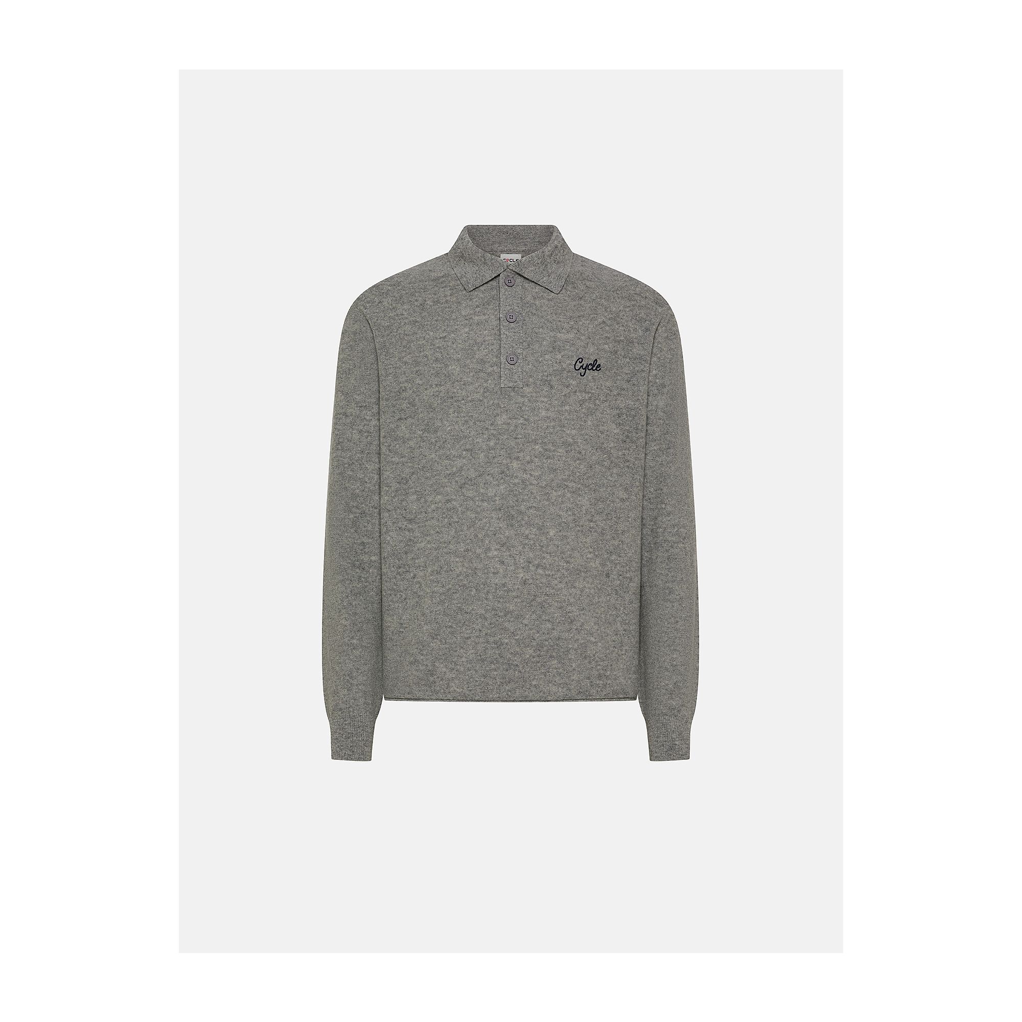 Light grey merino wool-blend Dino polo shirt