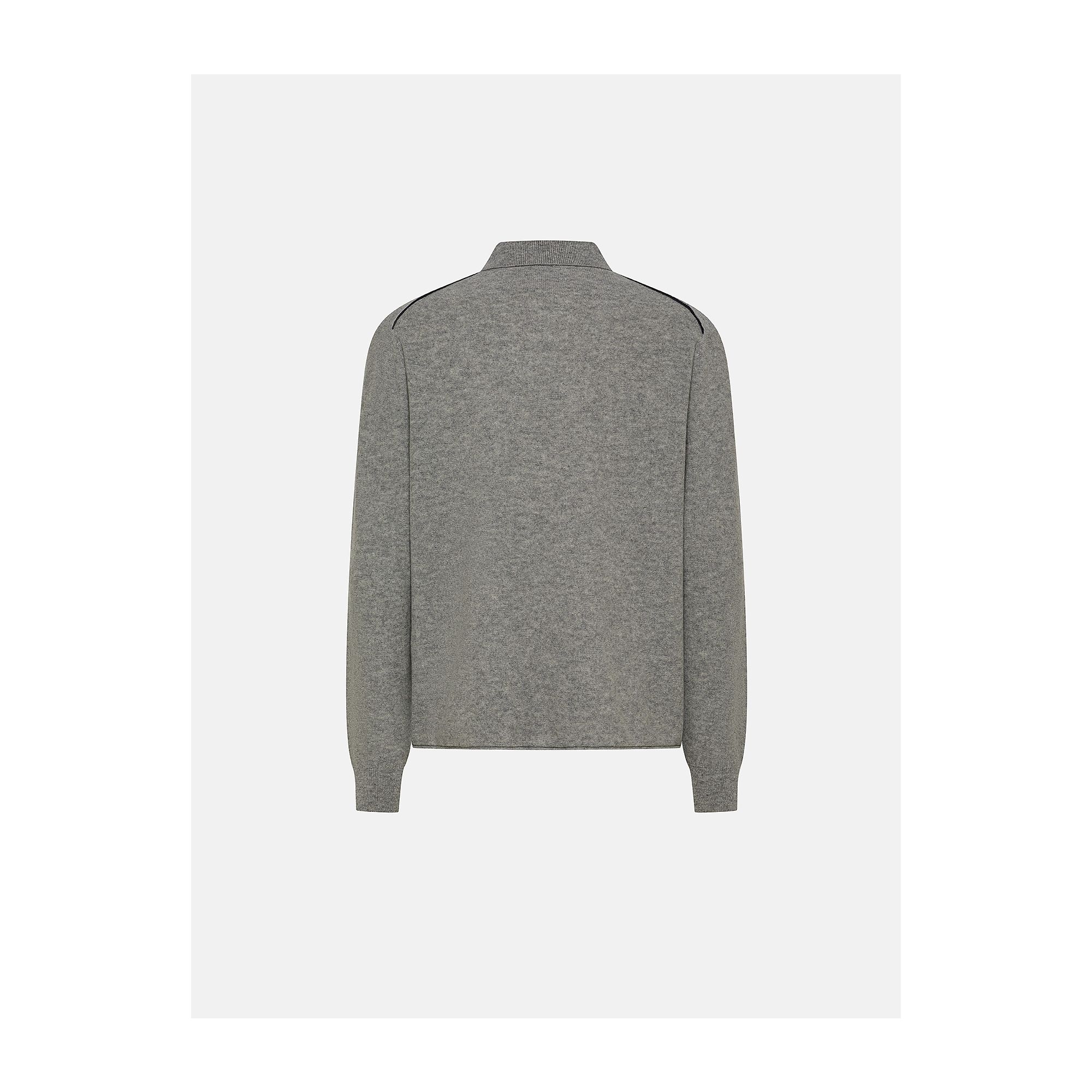 Light grey merino wool-blend Dino polo shirt