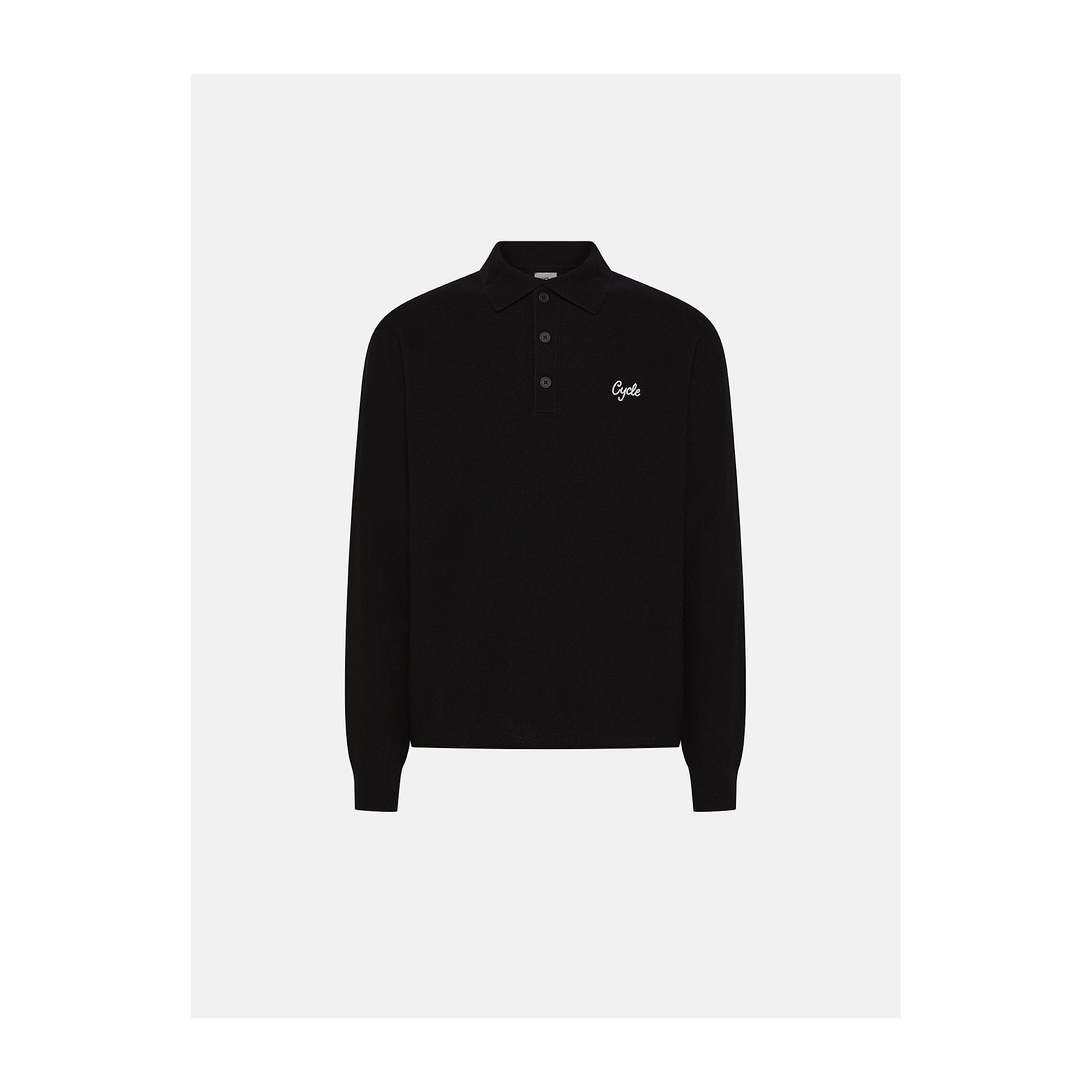 Black merino wool-blend Dino polo shirt
