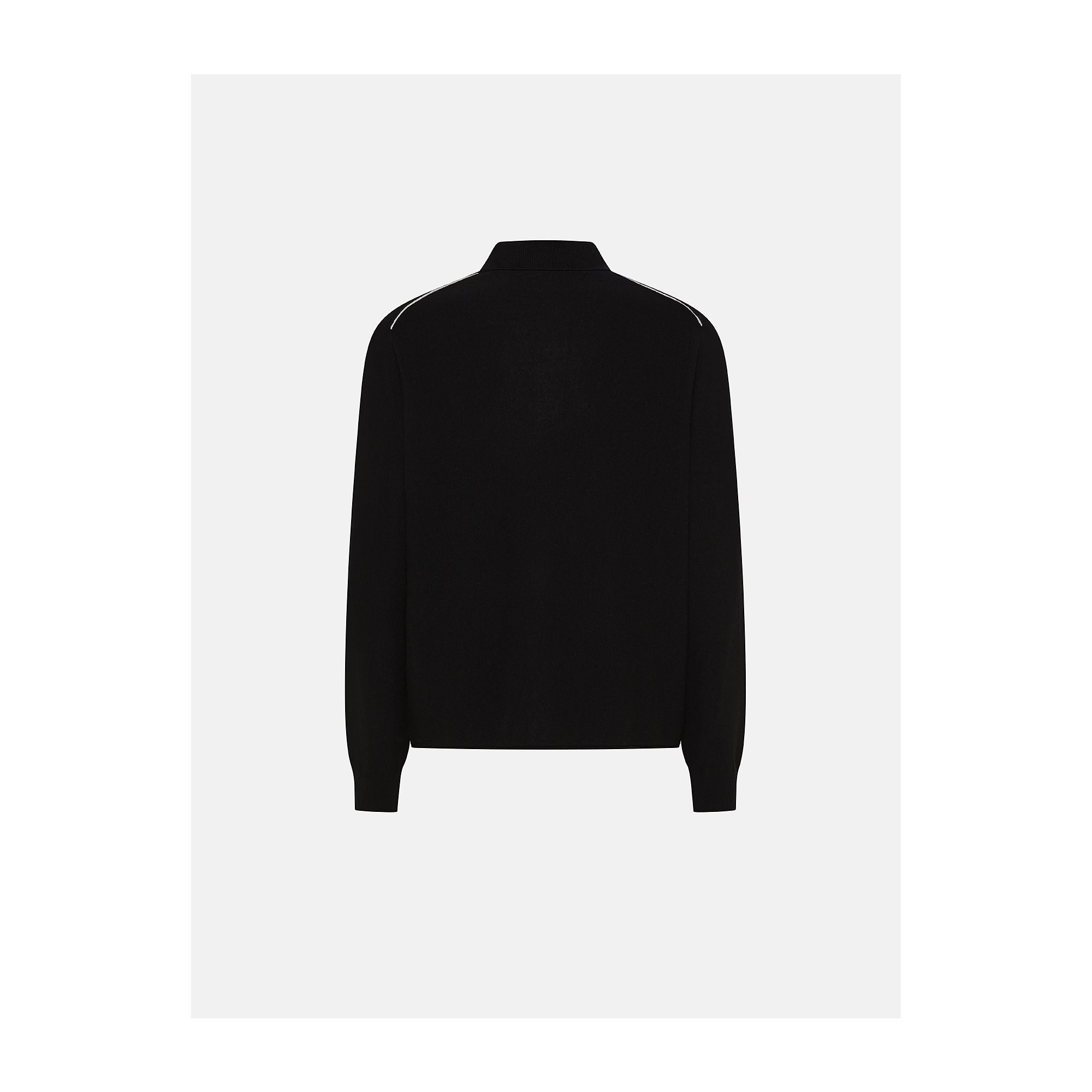 Black merino wool-blend Dino polo shirt