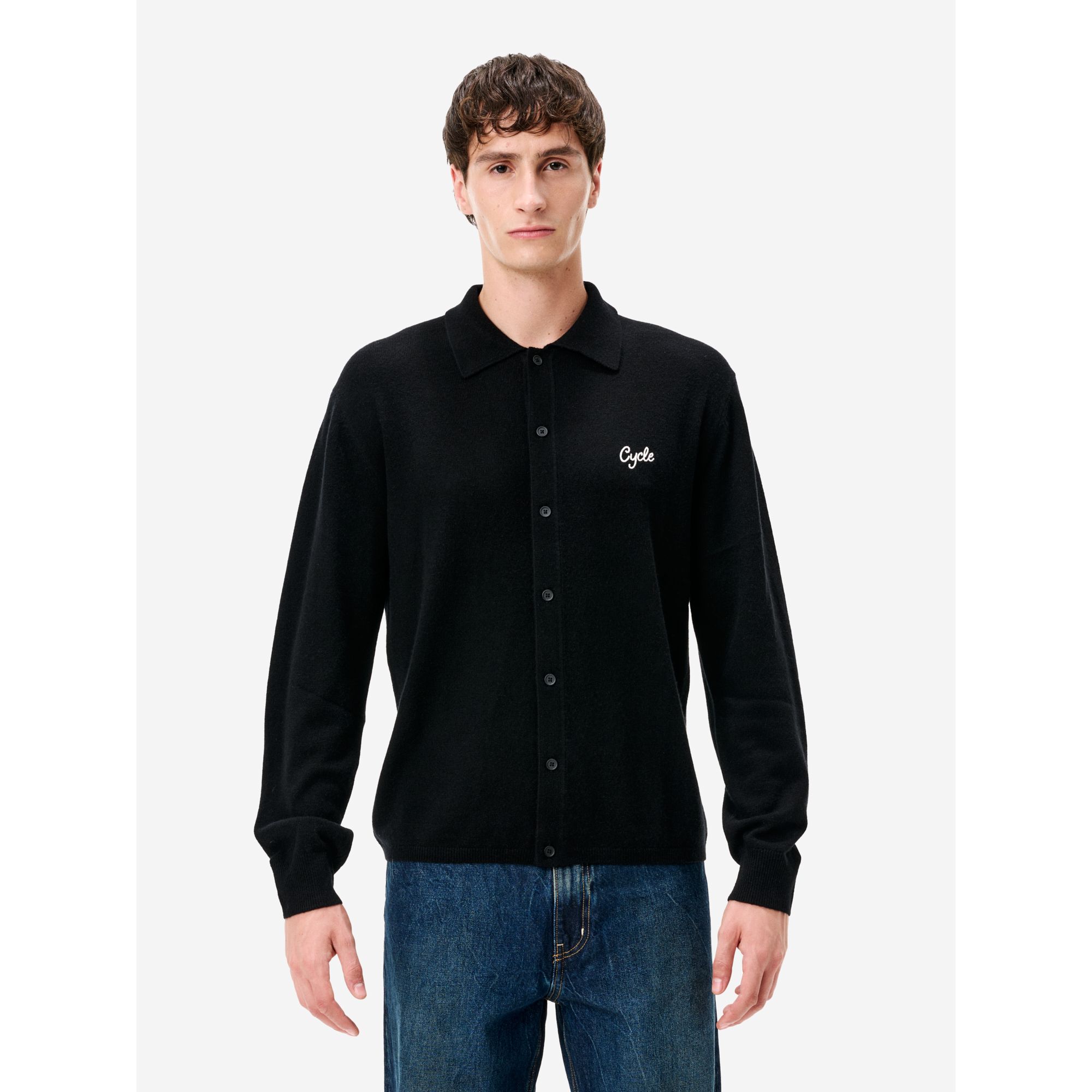 Black merino wool-blend Lapo shirt