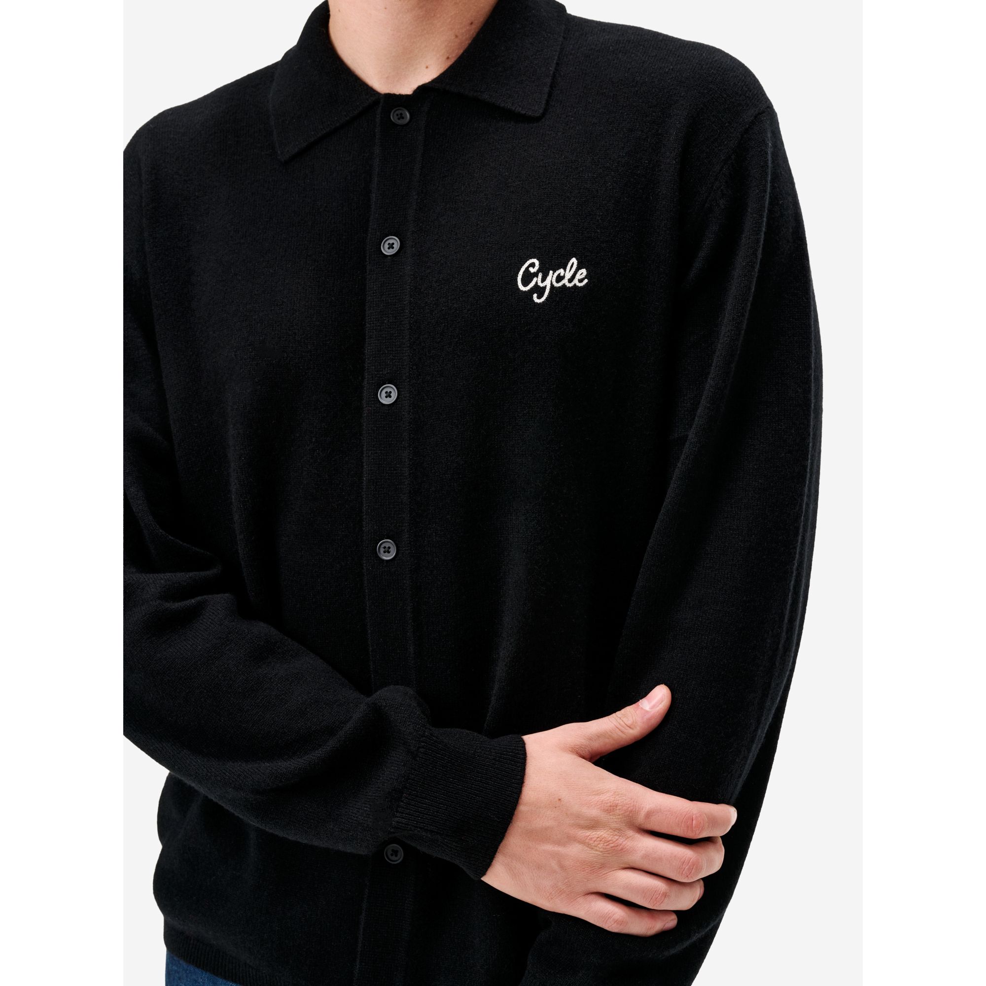 Black merino wool-blend Lapo shirt