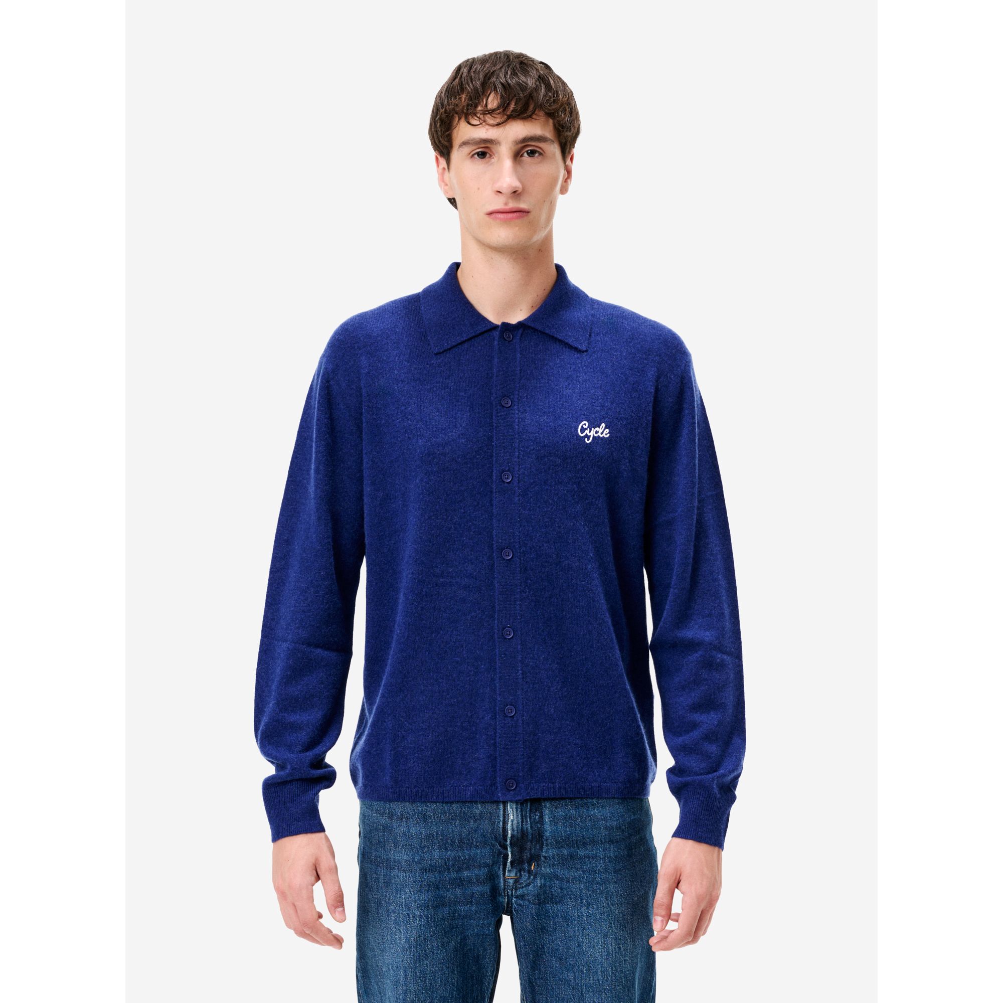 Blue merino wool-blend Lapo shirt