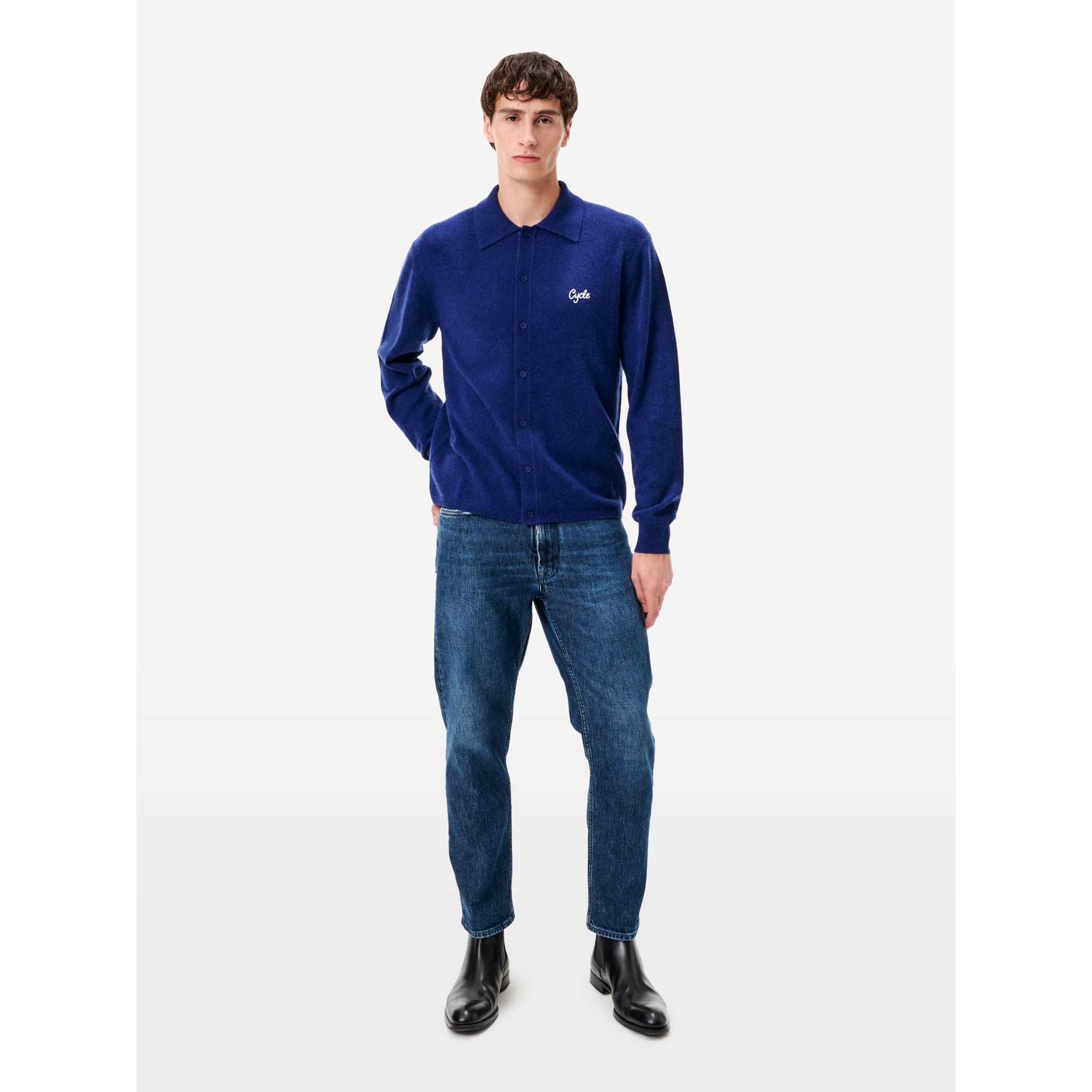 Blue merino wool-blend Lapo shirt