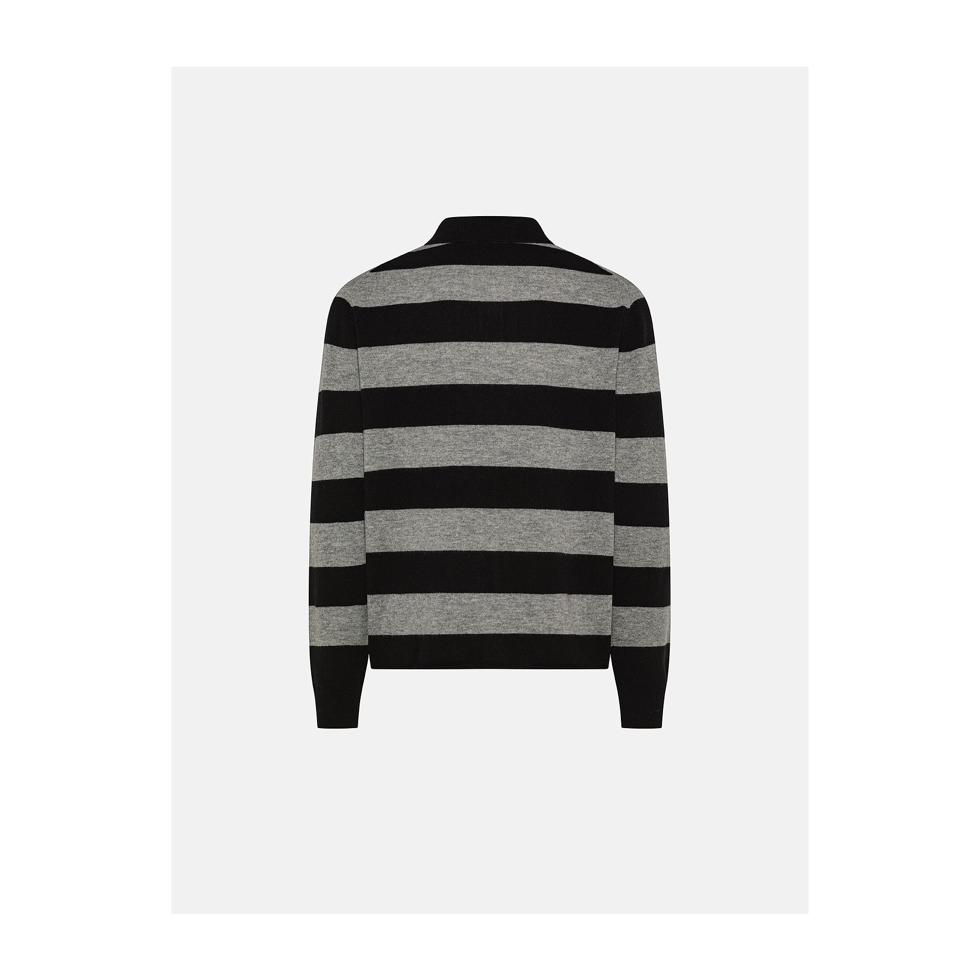 Black/light grey merino wool-blend Milo polo shirt