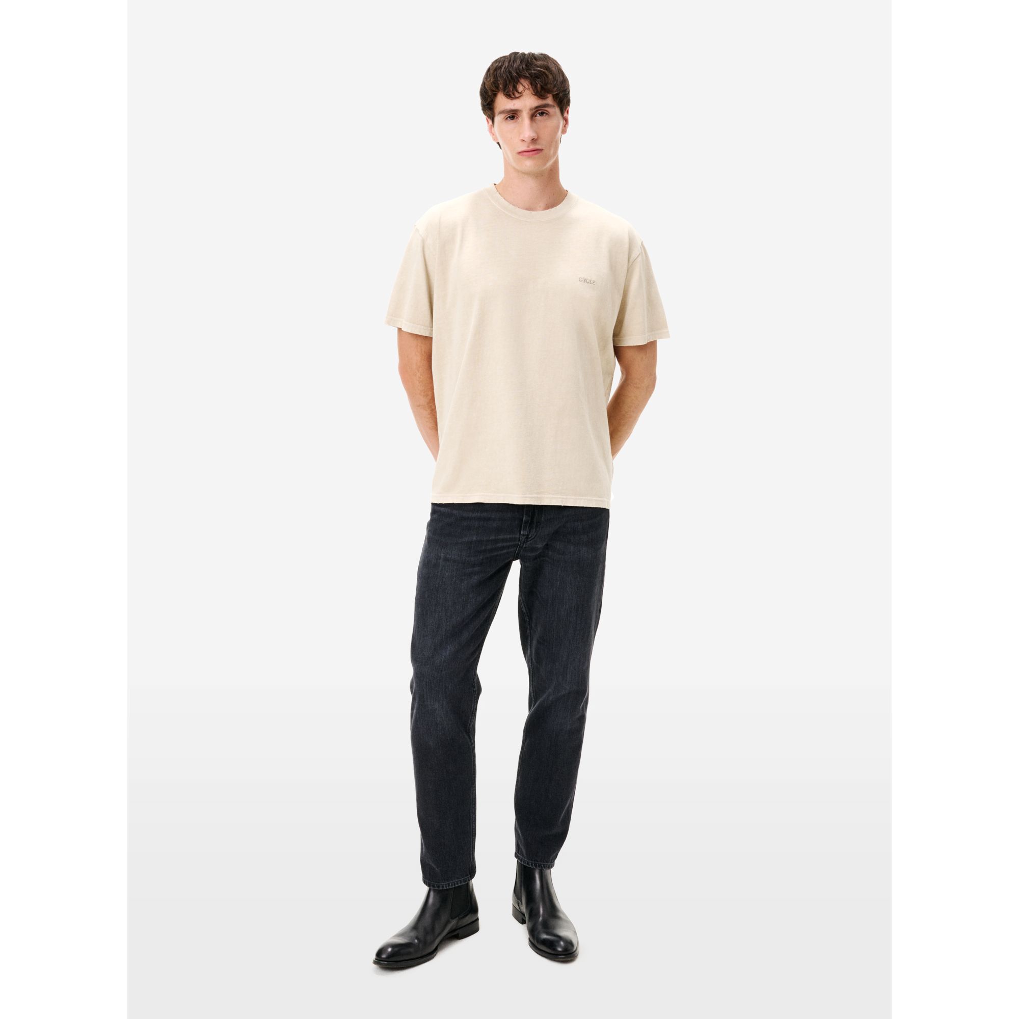 Boxy embroidery regular t-shirt distressed mineral overdyed