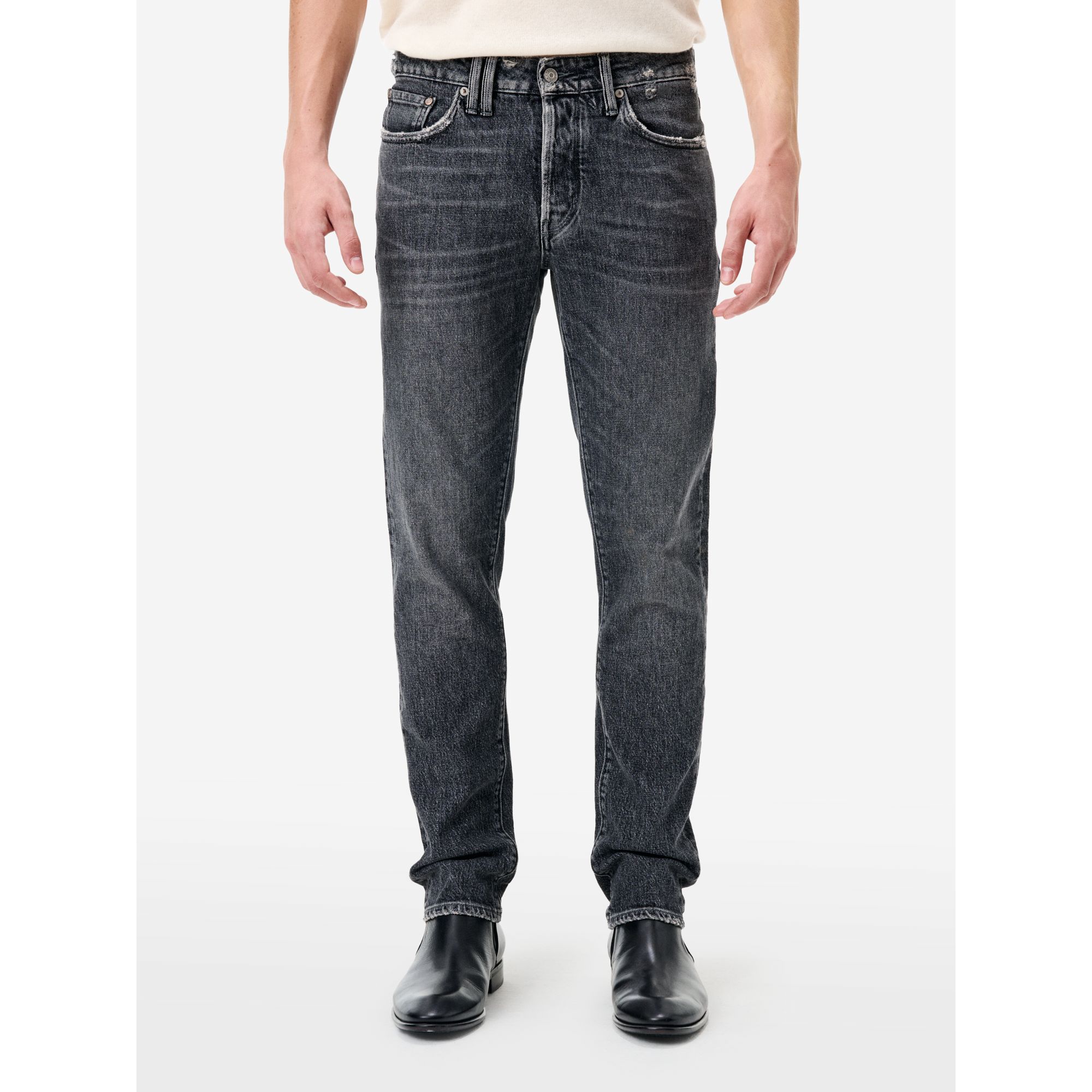 Jeans slim fit effetto vintage grigio scuro