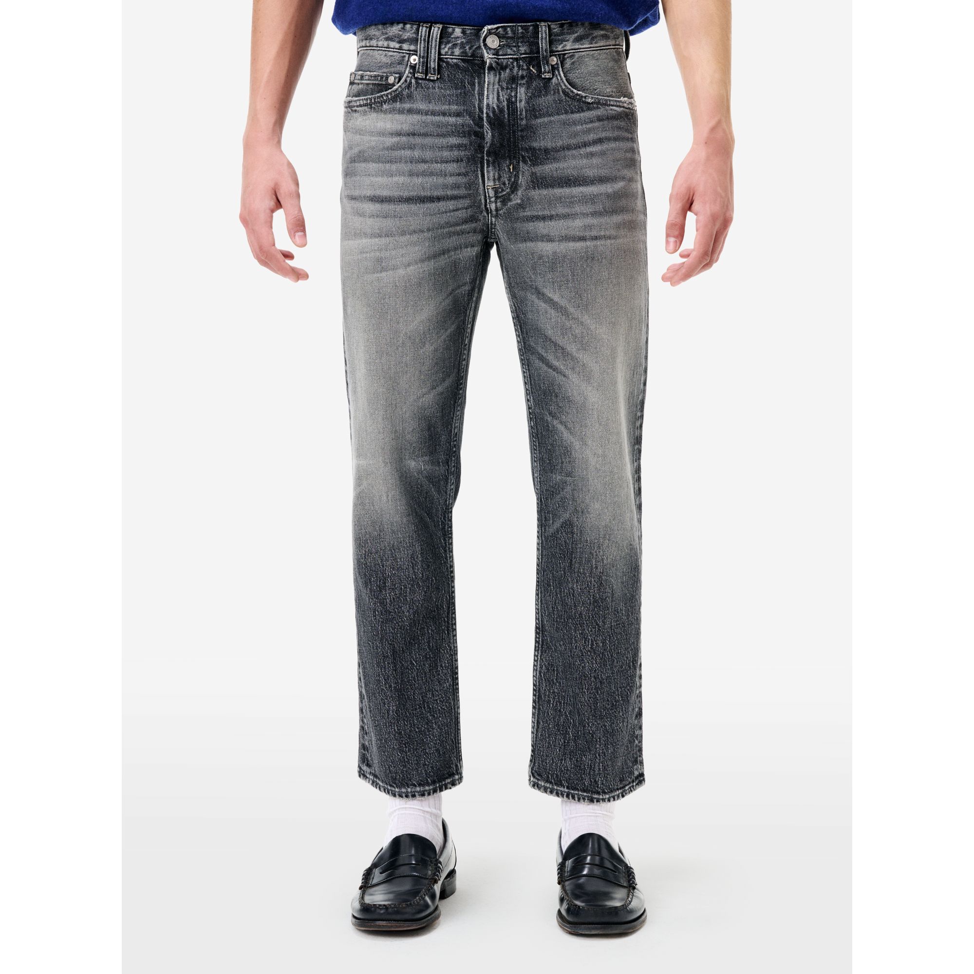 Wise comfort regular fit straight ankle leg stone wash brushed