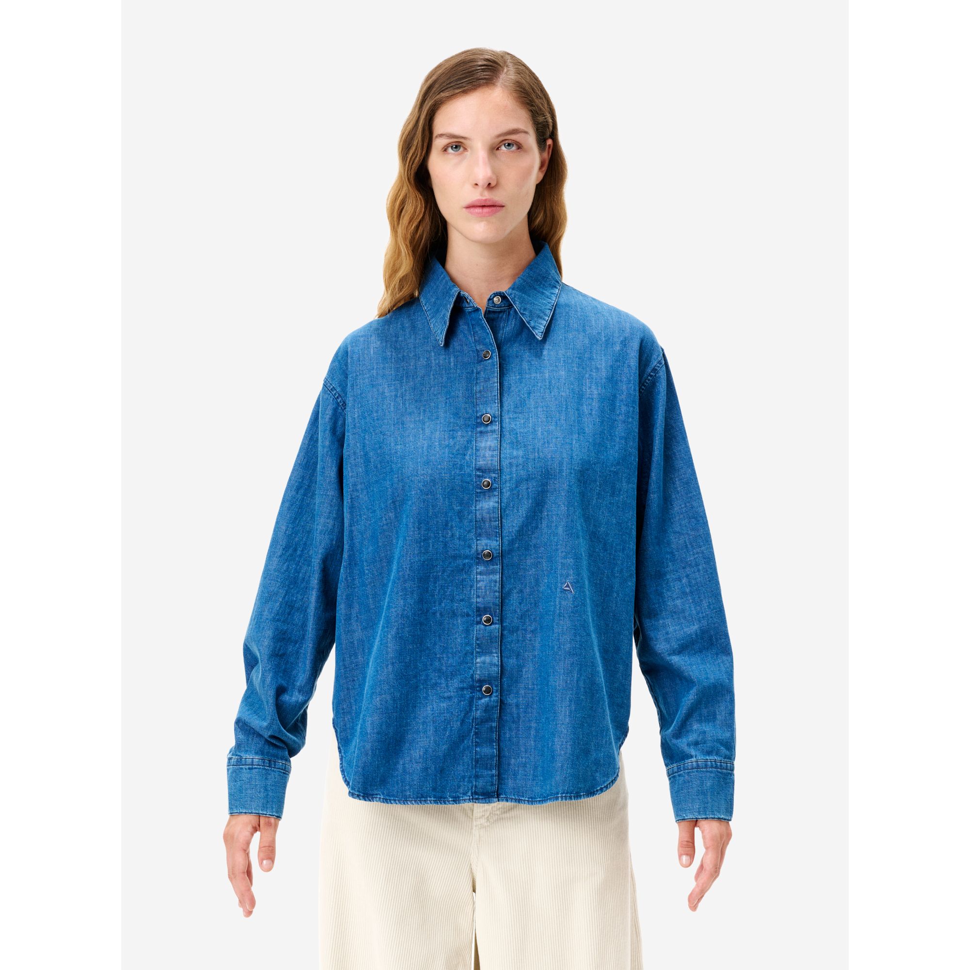 Egle embroidery regular shirt dark enzyme stone wash