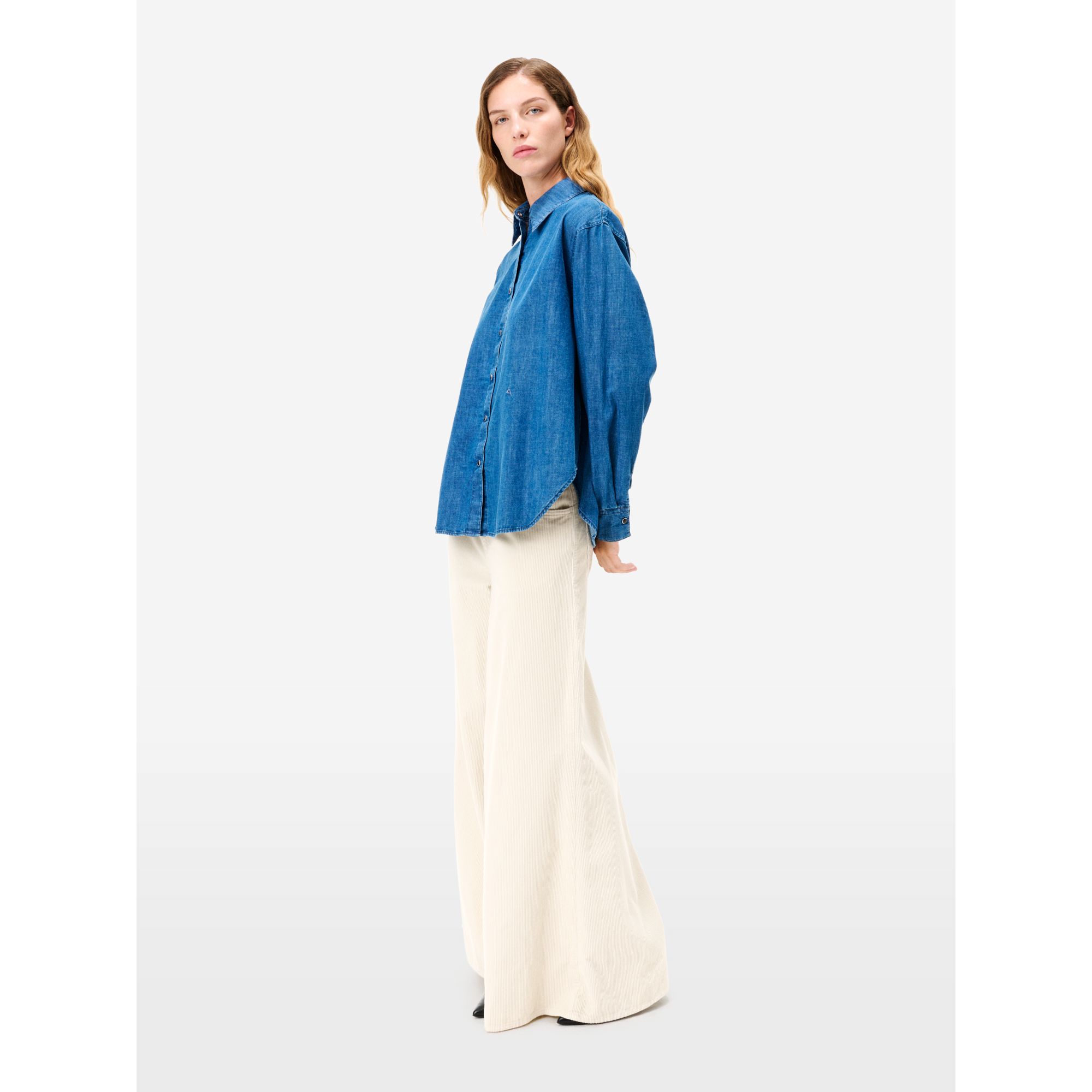 Egle embroidery regular shirt dark enzyme stone wash