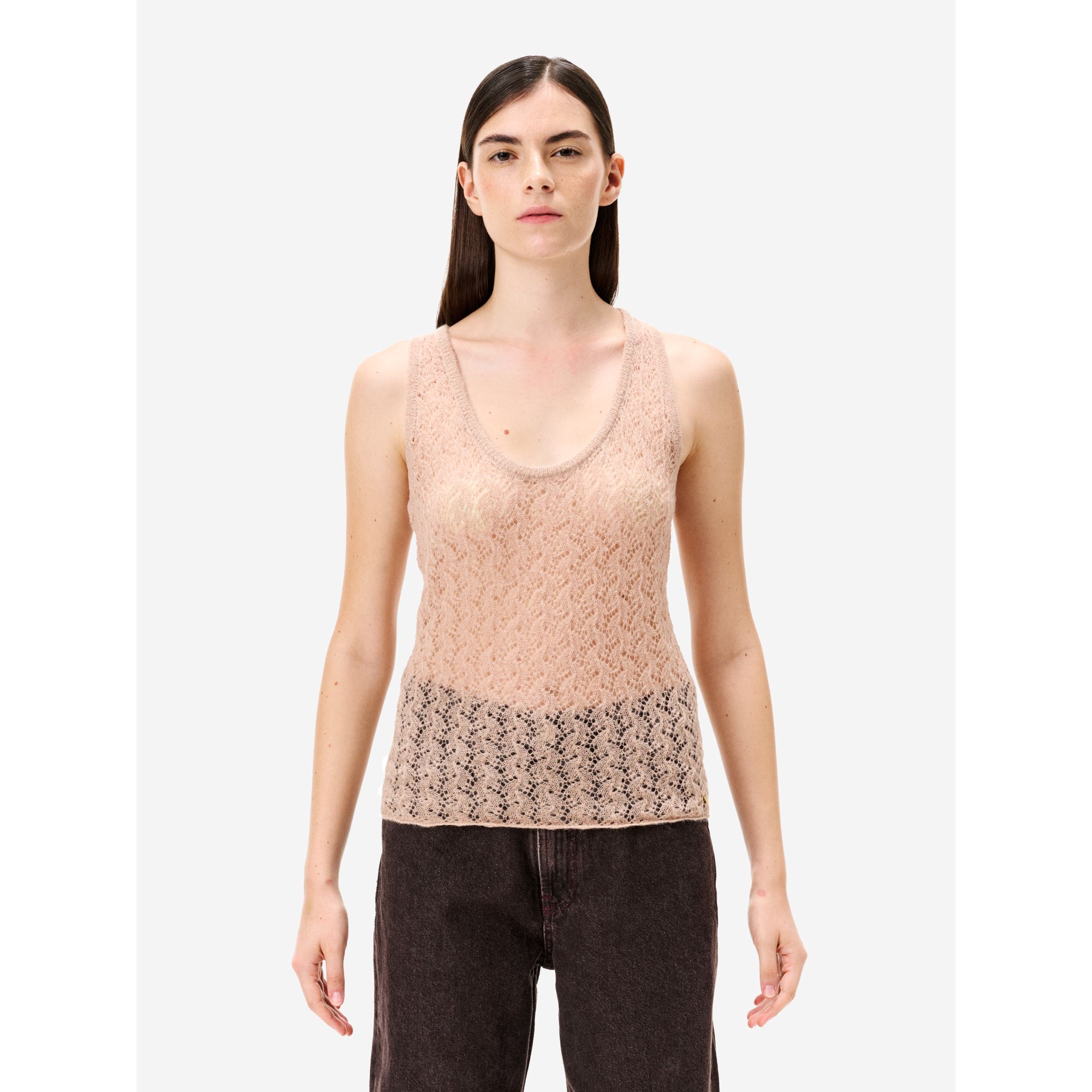 Beige alpaca-blend Aura vest top