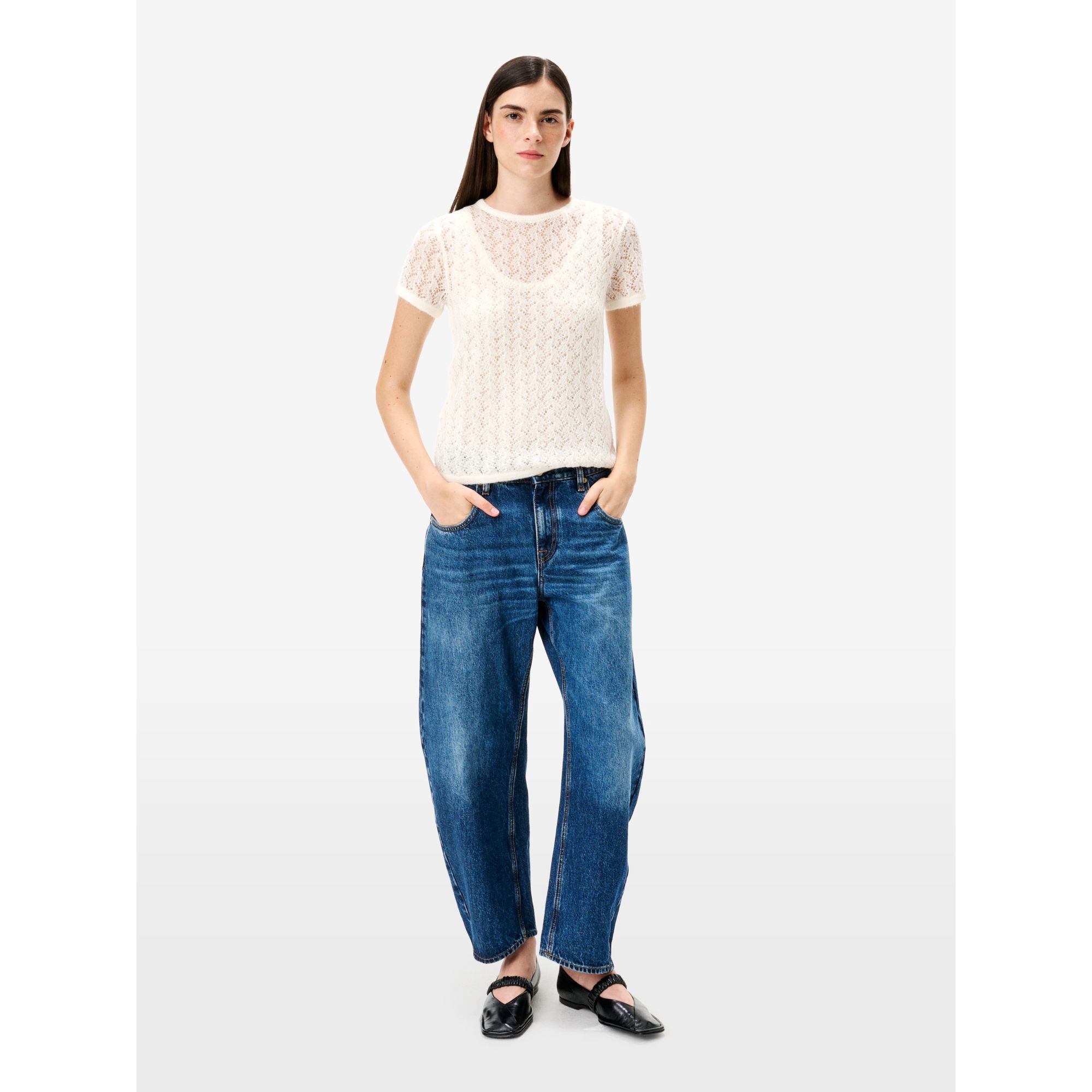 T-shirt Pina in misto alpaca bianco panna