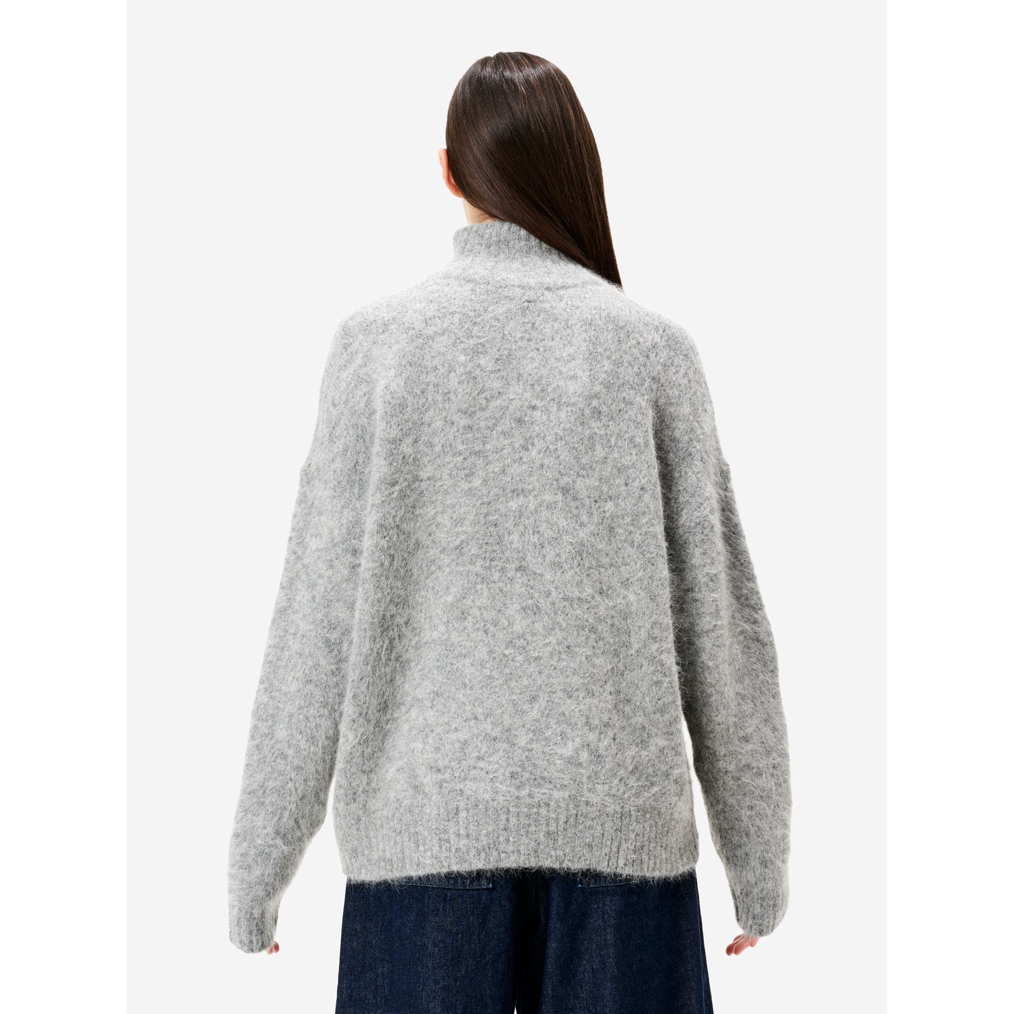 Maglia Enza Amazing in misto alpaca garzato grigio chiaro