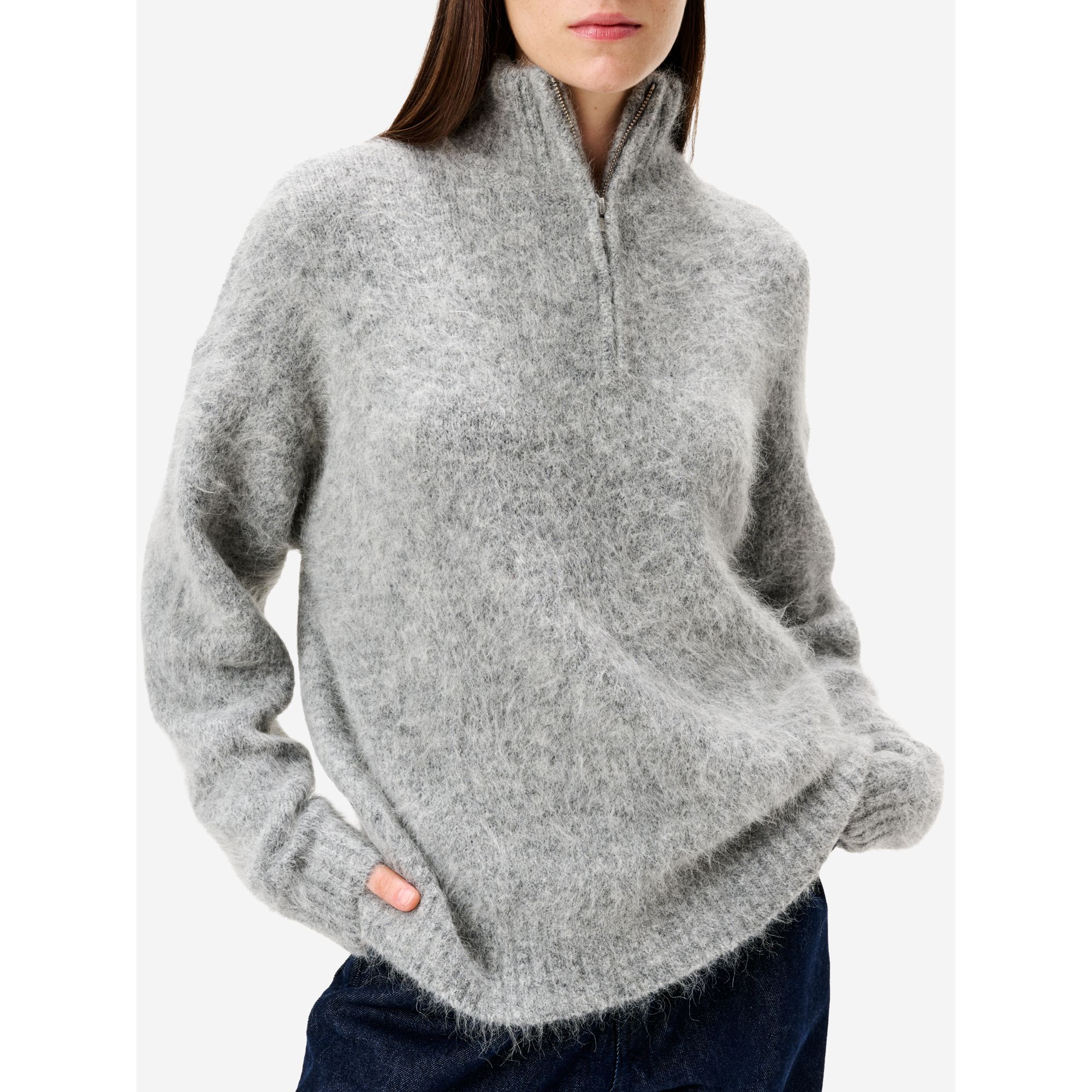 Maglia Enza Amazing in misto alpaca garzato grigio chiaro