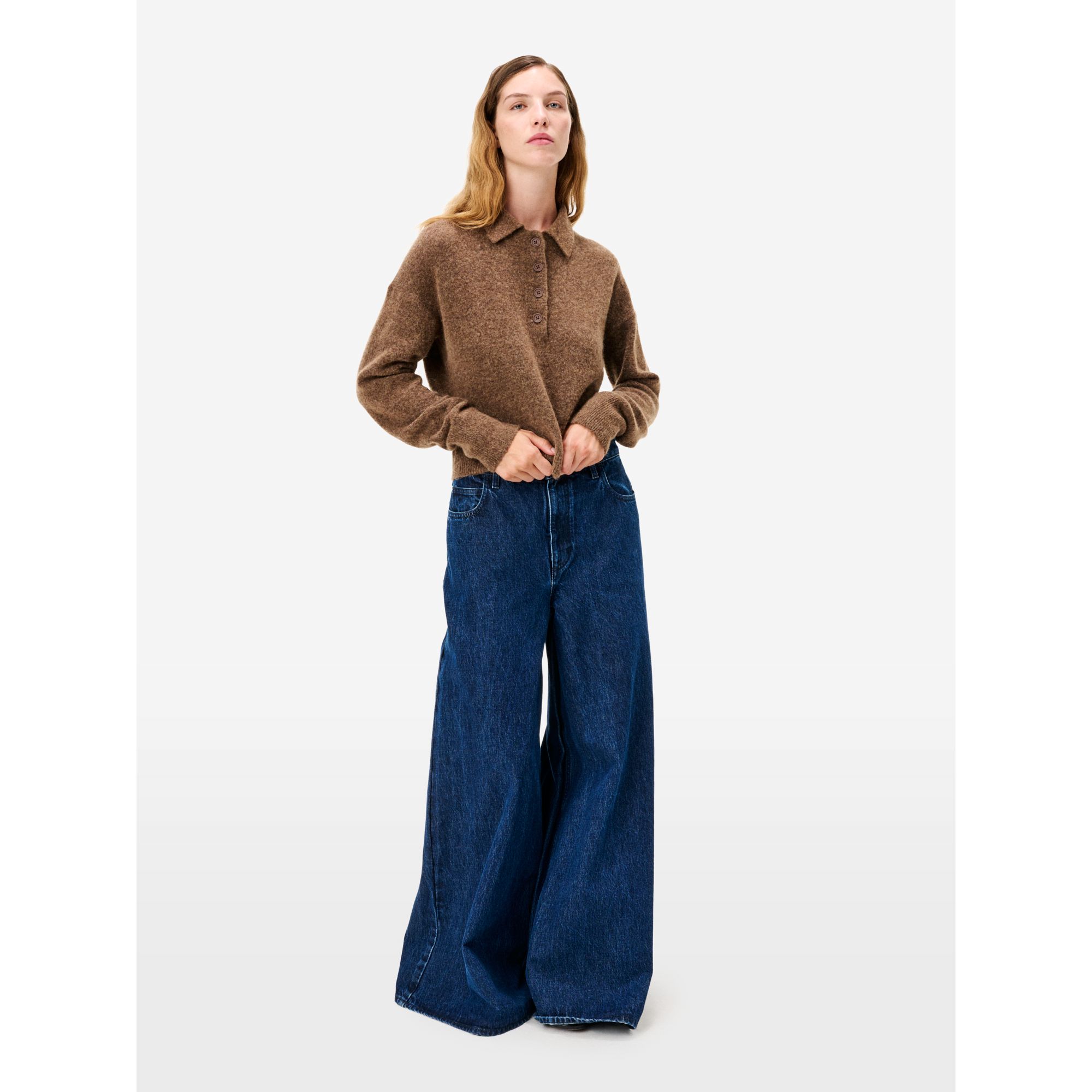 Fox brown alpaca-blend Maia polo shirt