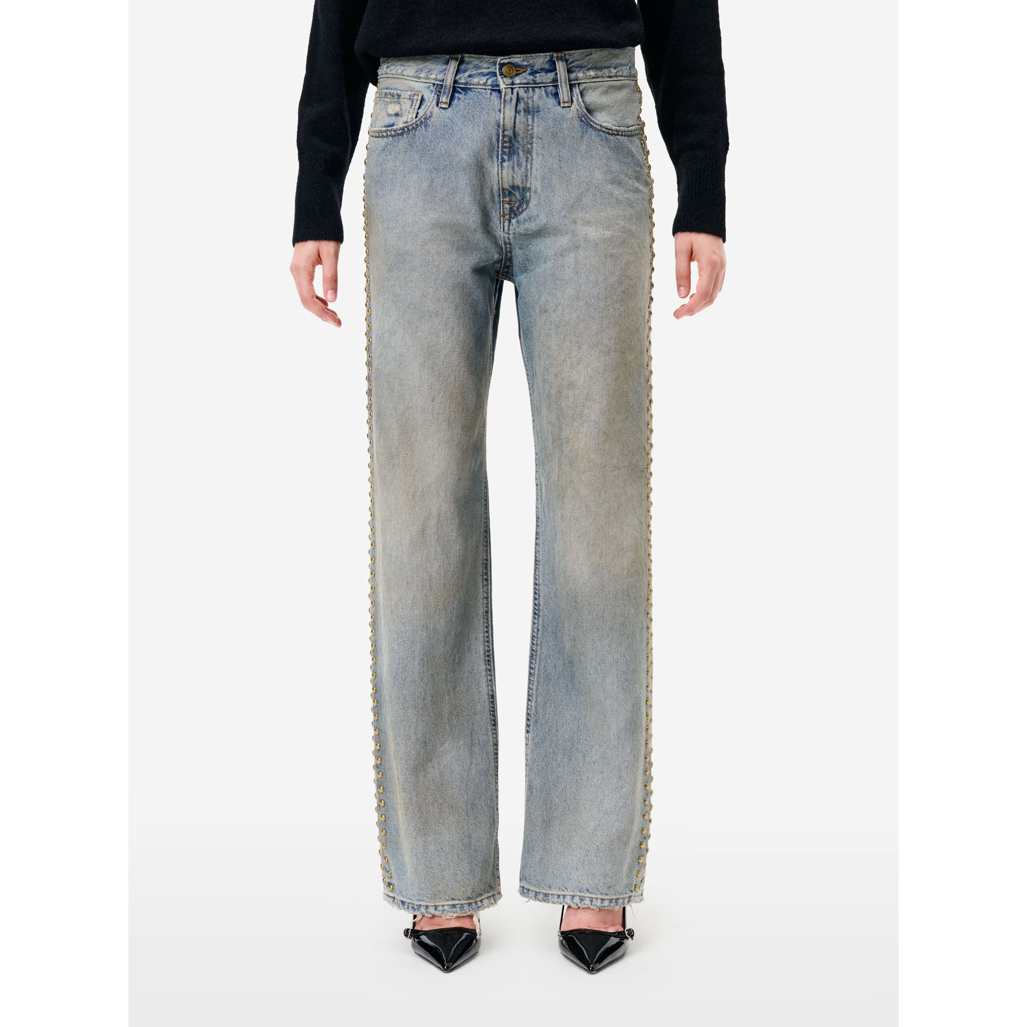 Jeans Mila straight fit anni '90 con borchie blue