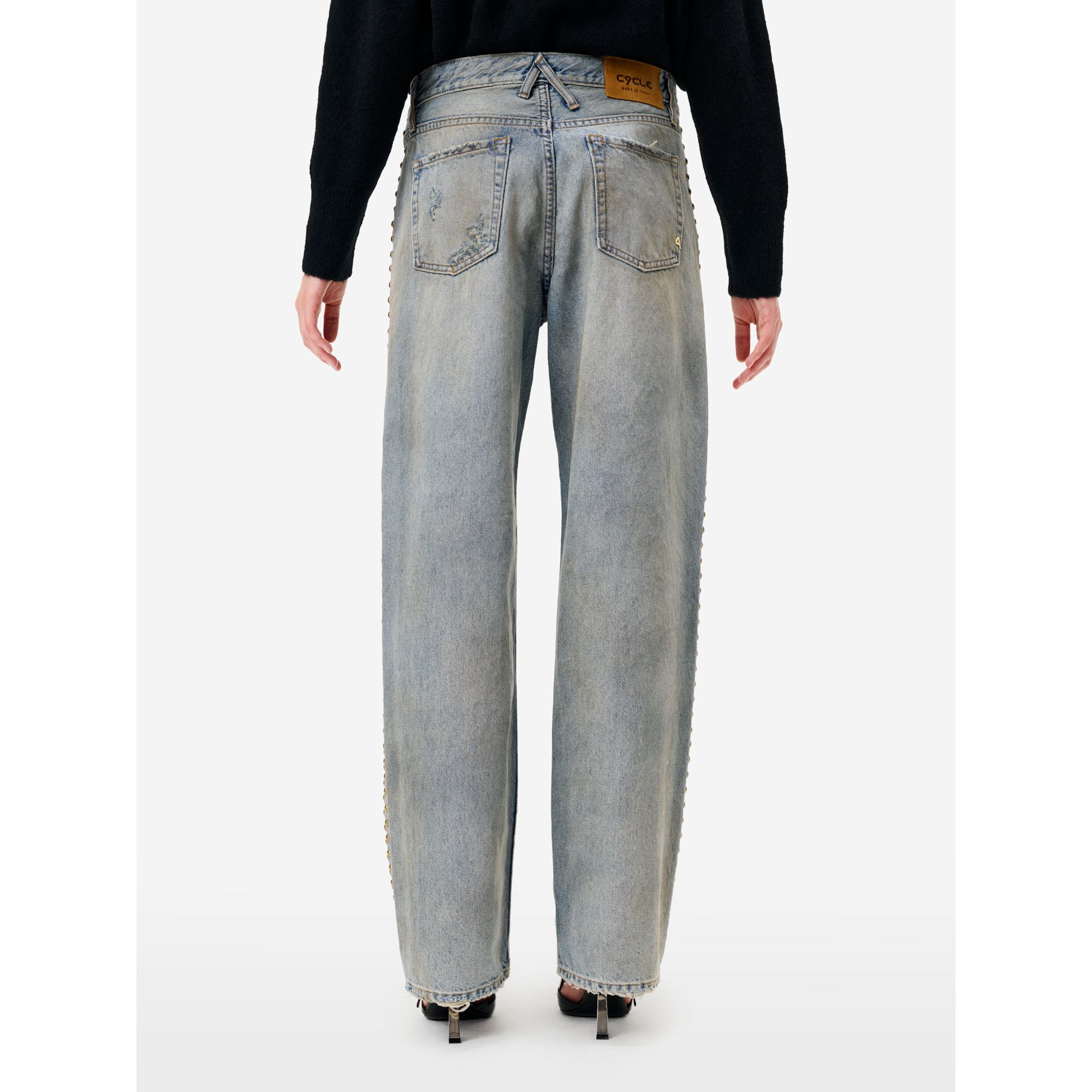 Jeans Mila straight fit anni '90 con borchie blue