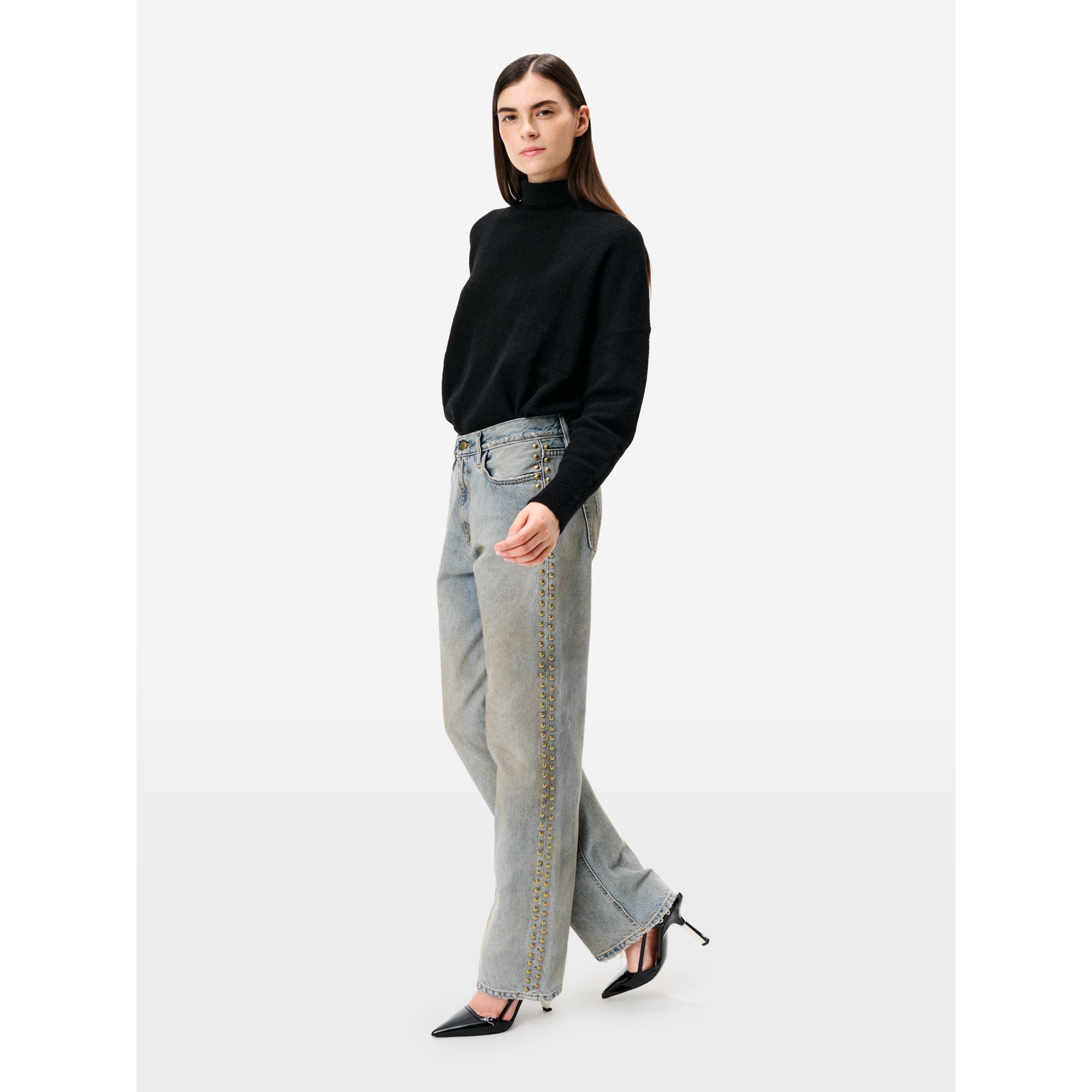 Jeans Mila straight fit anni '90 con borchie blue