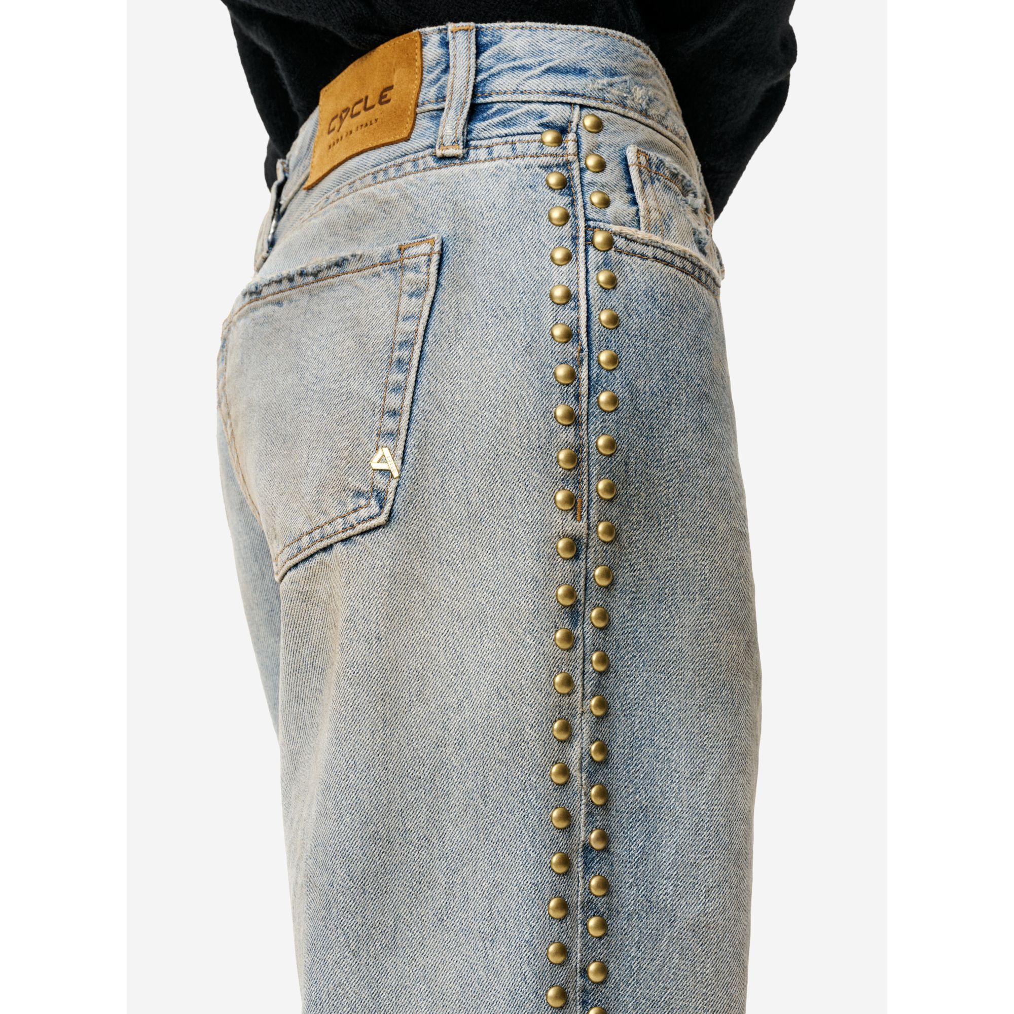 Jeans Mila straight fit anni '90 con borchie blue
