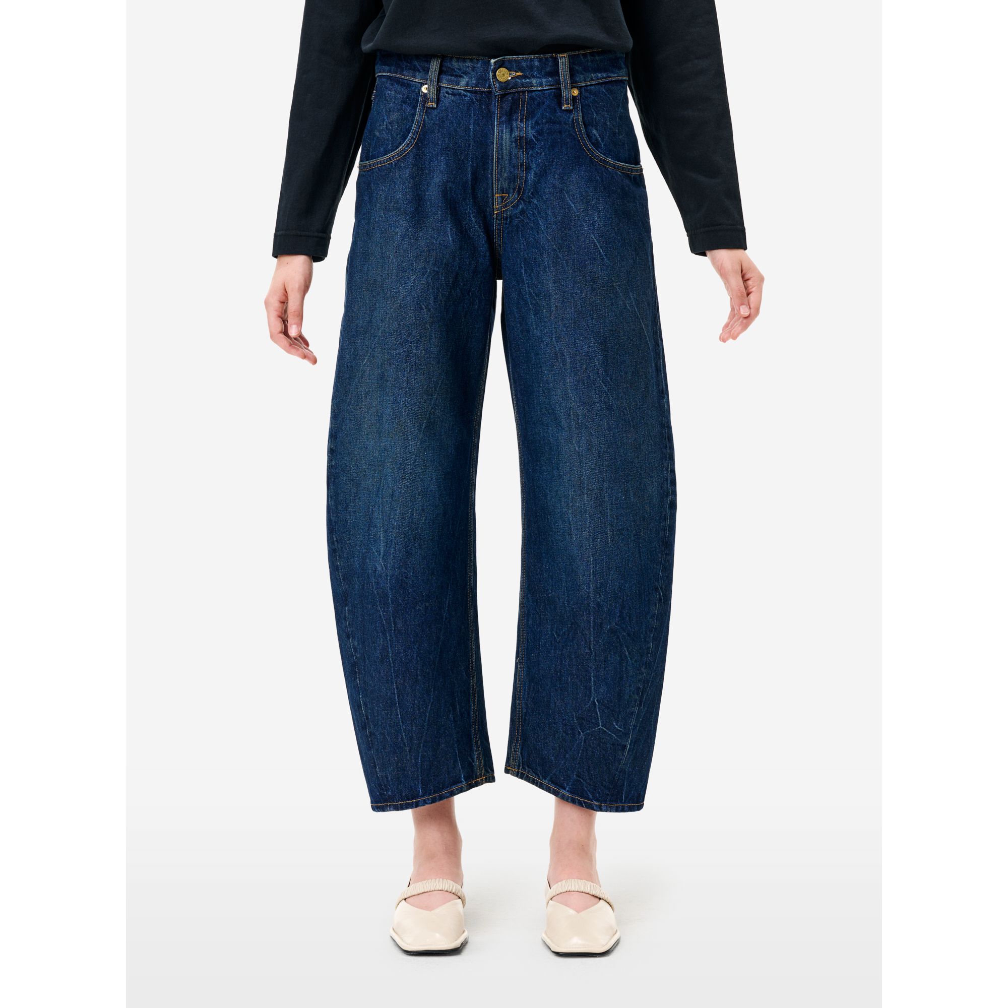 Jeans Aida Crop wide fit effetto vintage blue profondo