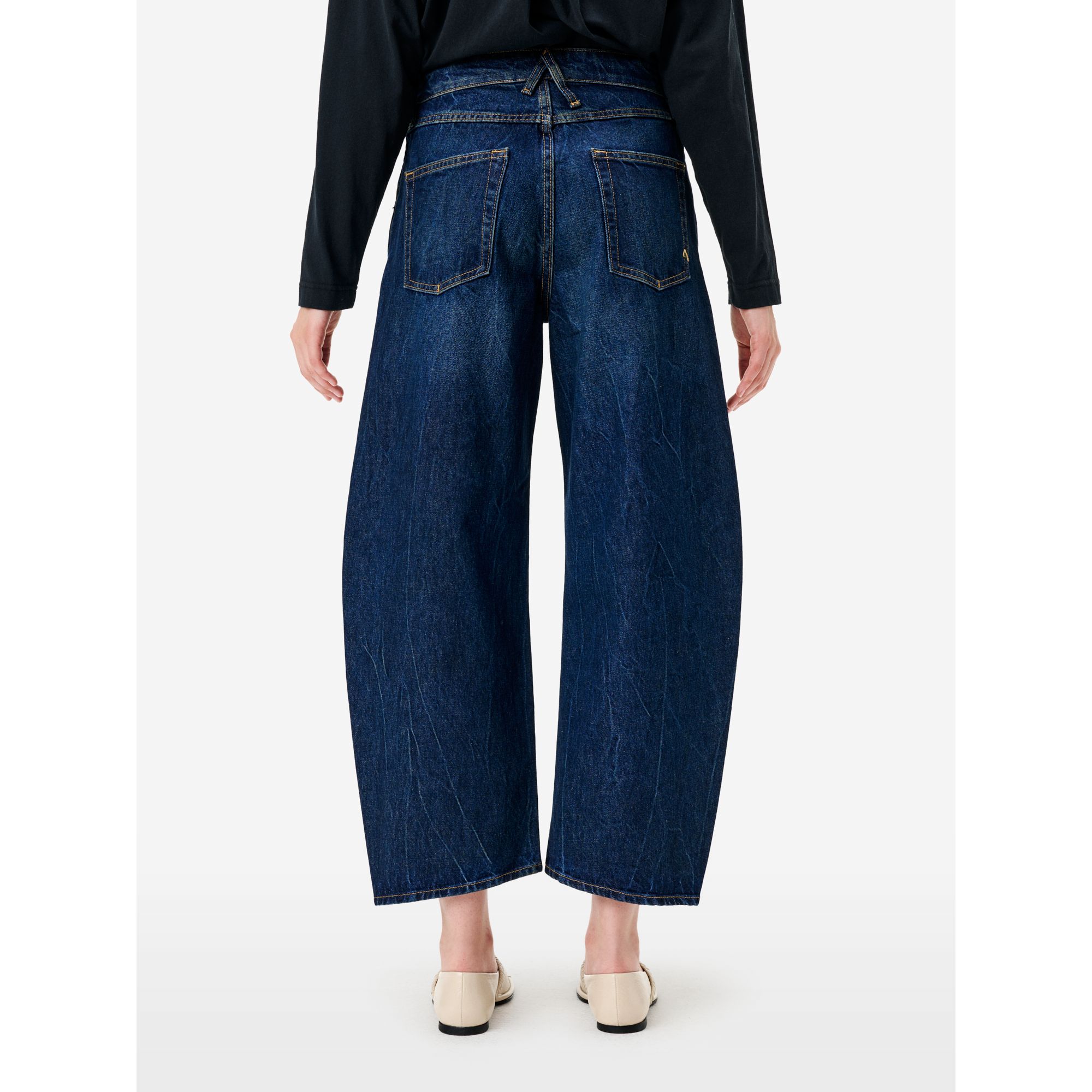 Jeans Aida Crop wide fit effetto vintage blue profondo