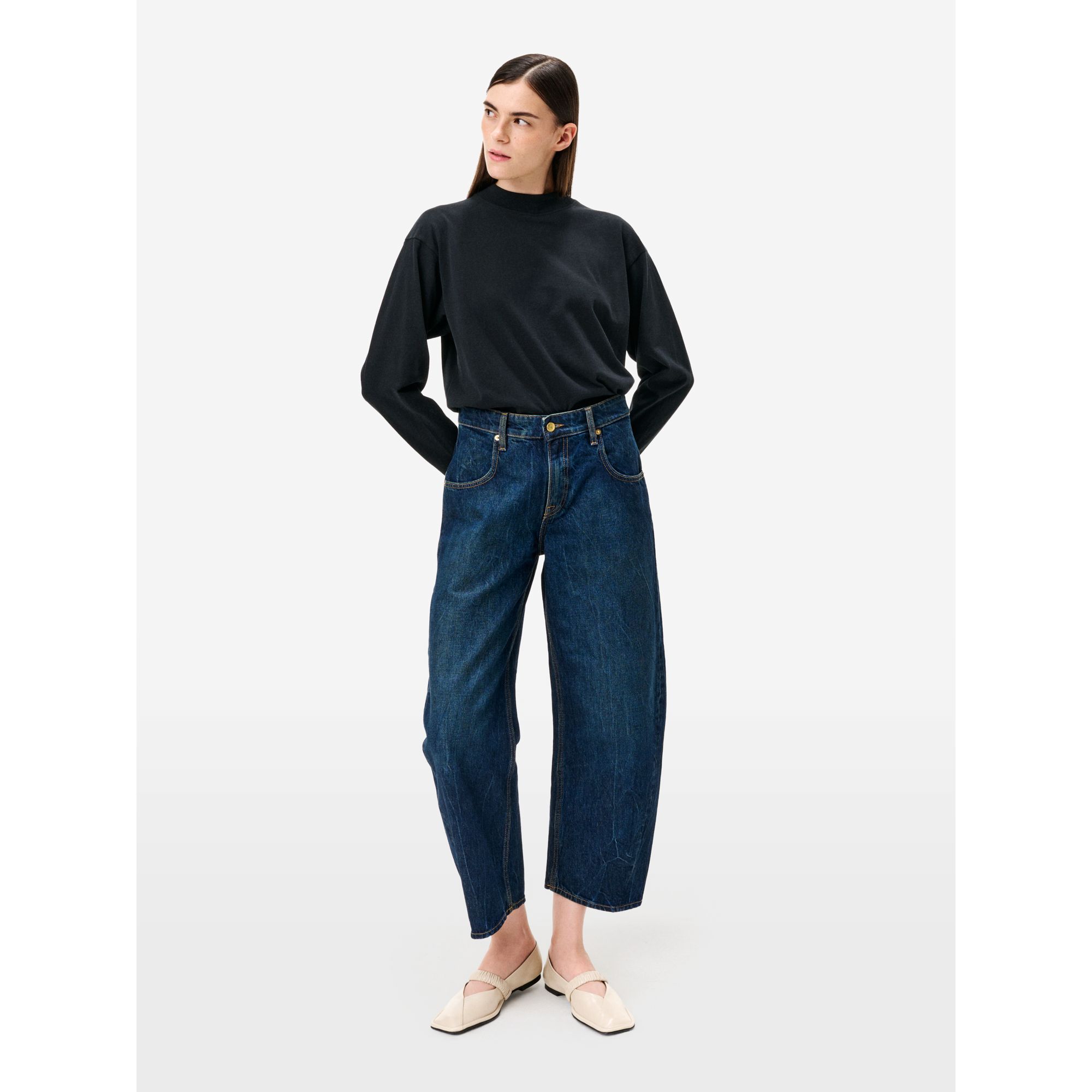 Jeans Aida Crop wide fit effetto vintage blue profondo