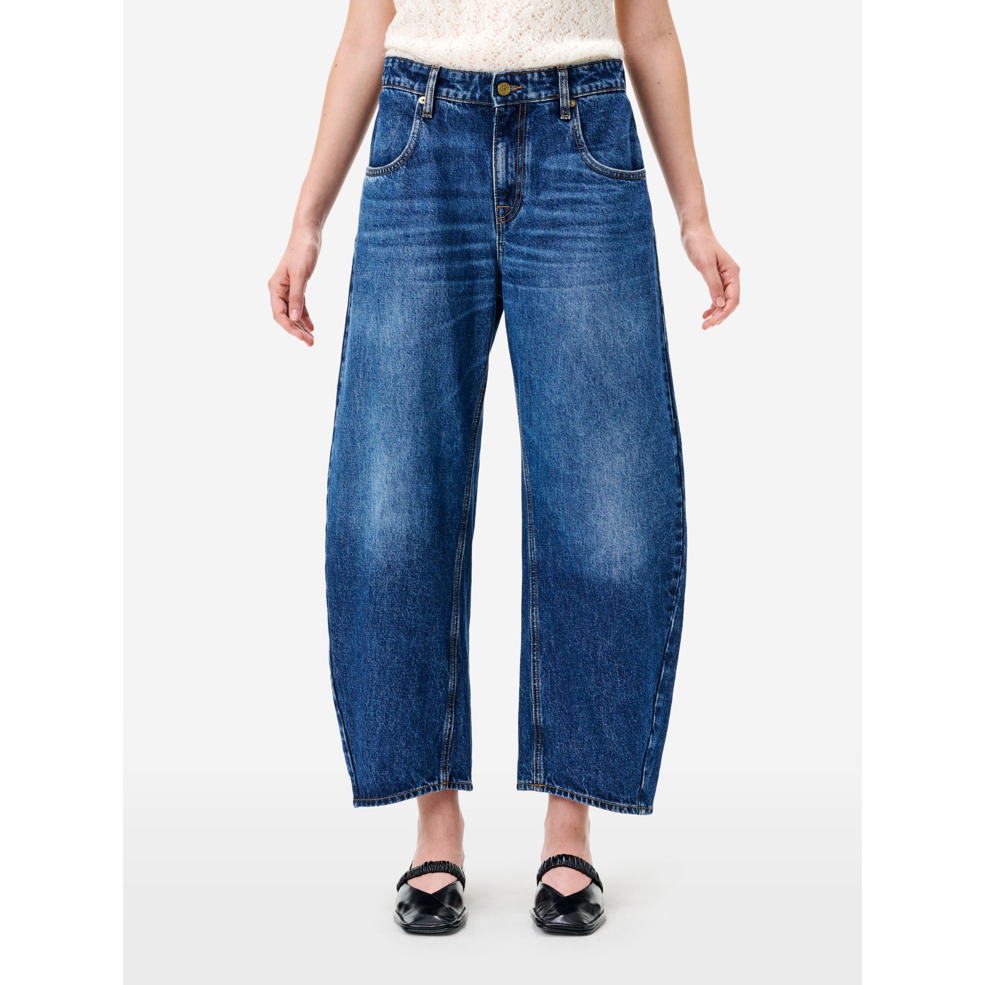 Jeans Aida Crop wide fit effetto vintage navy blue