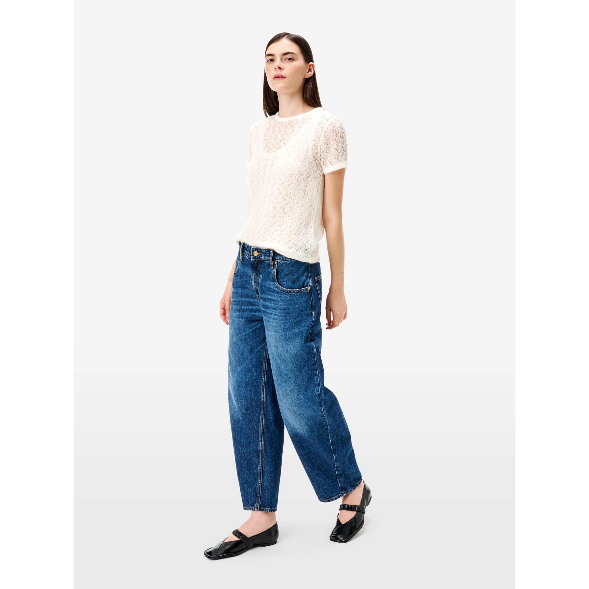 Jeans Aida Crop wide fit effetto vintage navy blue
