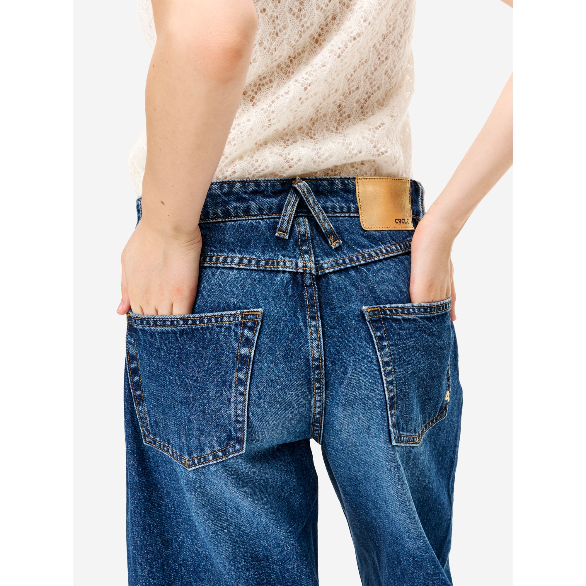 Jeans Aida Crop wide fit effetto vintage navy blue