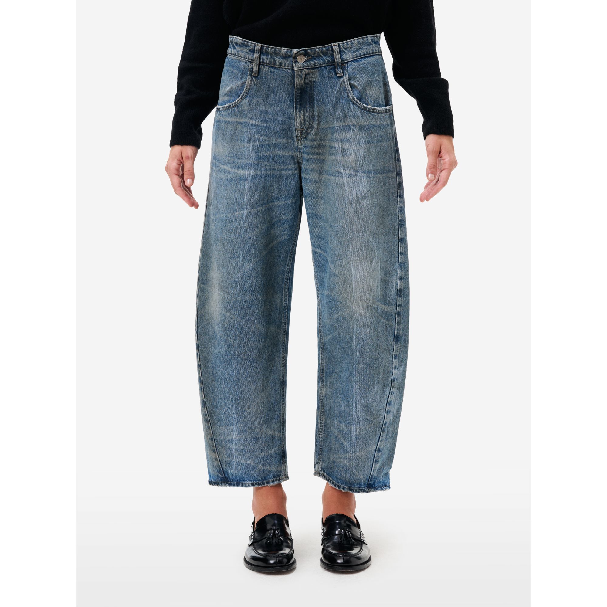 Aida crop super fitted low waist cropped curve leg mid blue antique wash with mineral dirty