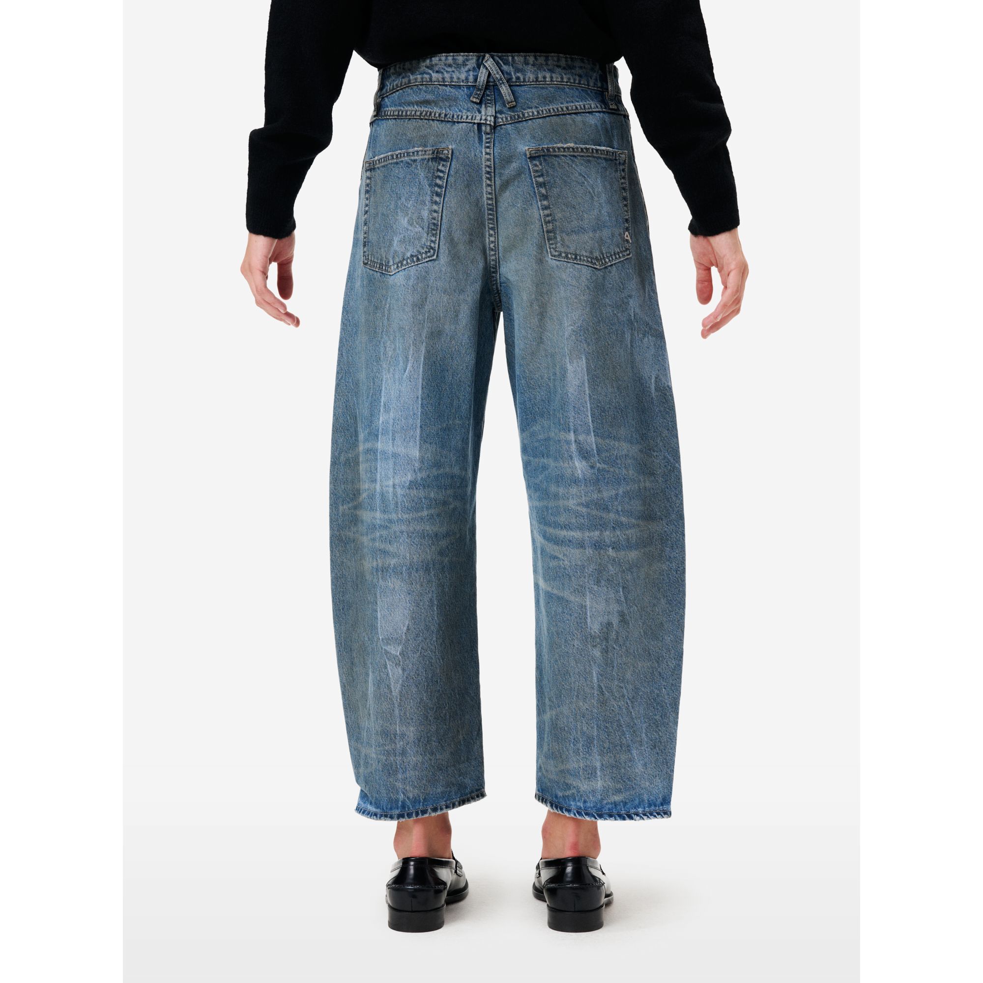 Aida crop super fitted low waist cropped curve leg mid blue antique wash with mineral dirty
